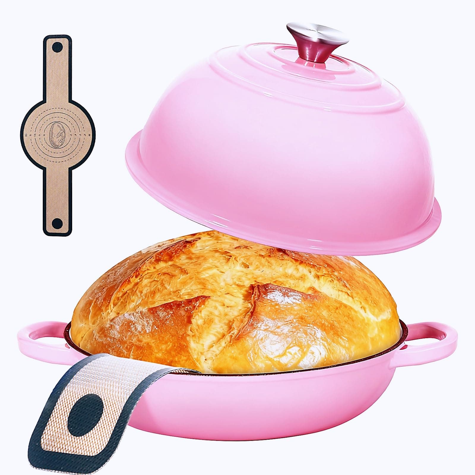 6QT Enameled Cast Iron Pink Dutch Oven For Sourdough Bread Baking