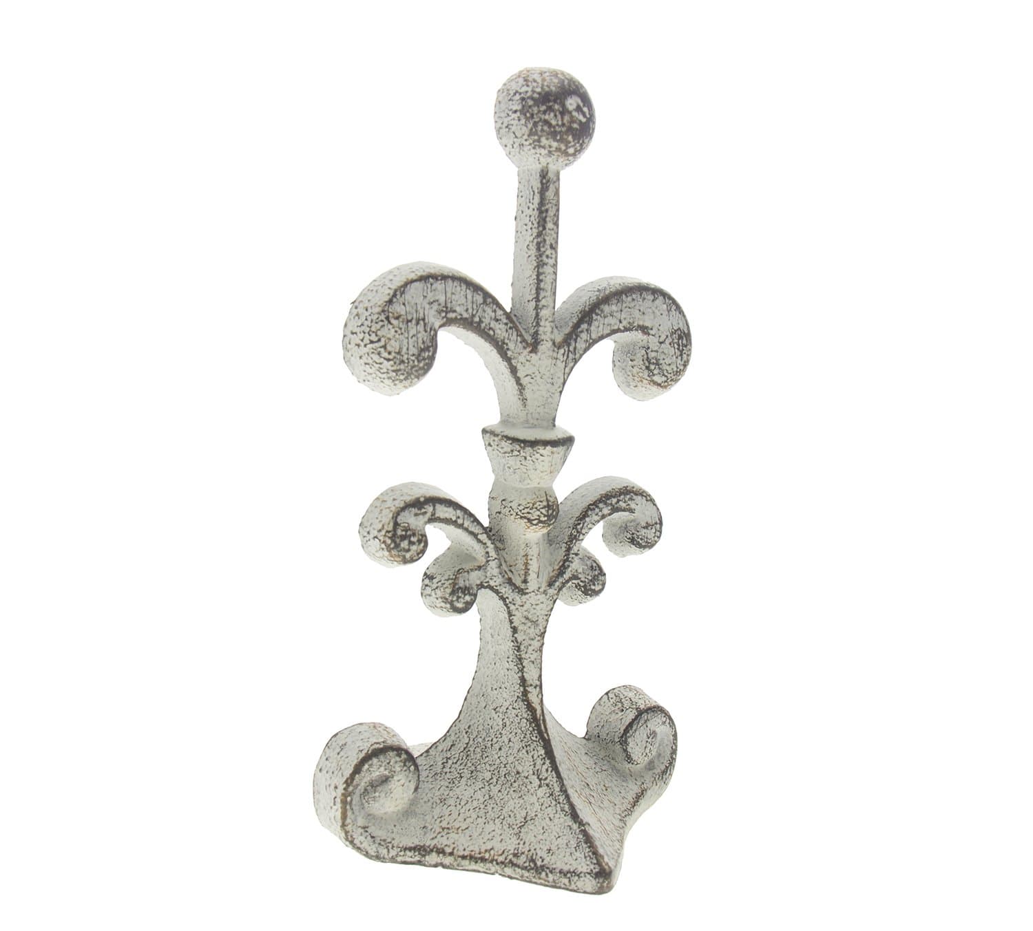 Fleur De Lis Cast Iron Door Stop | Decorative Door Stopper Wedge | with Padded Anti-Scratch Felt Bottom | Vintage Design | 4x3.5x7.75 by Comfify (Antique White)