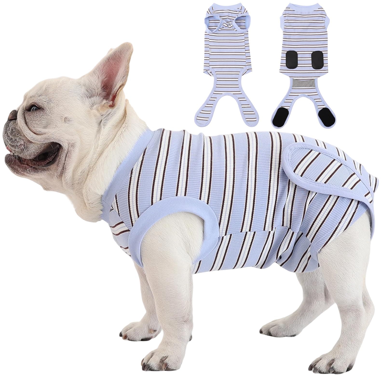 Recovery Suit for Dogs,Dog Surgery Suit Female Spay, Soft Dog Onesie for Surgery Female,Cone Alternative Surgical Recovery,Abdominal Wounds (Blue Stripe, XS)