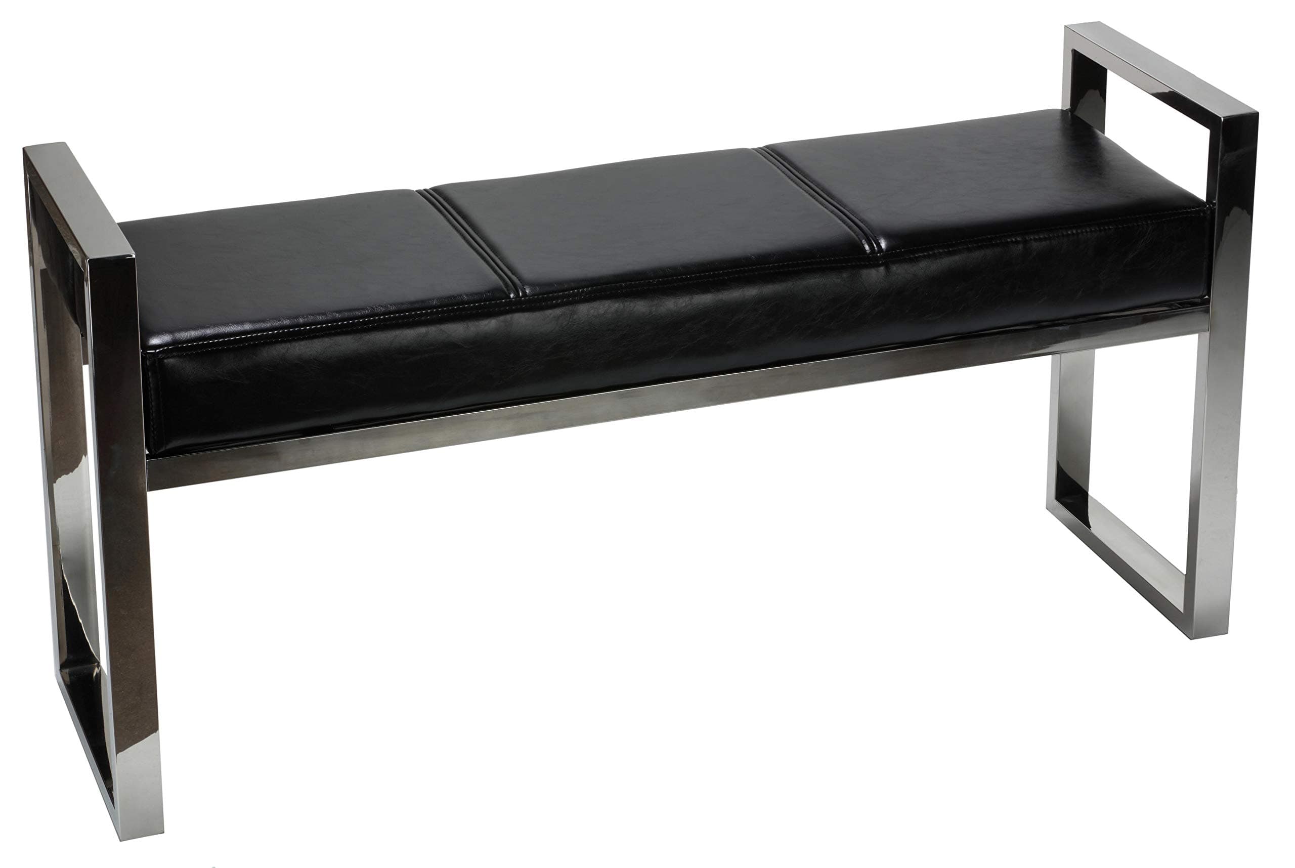 Cortesi Home Holden Contemporary Metal Entryway Bench, 40", Black