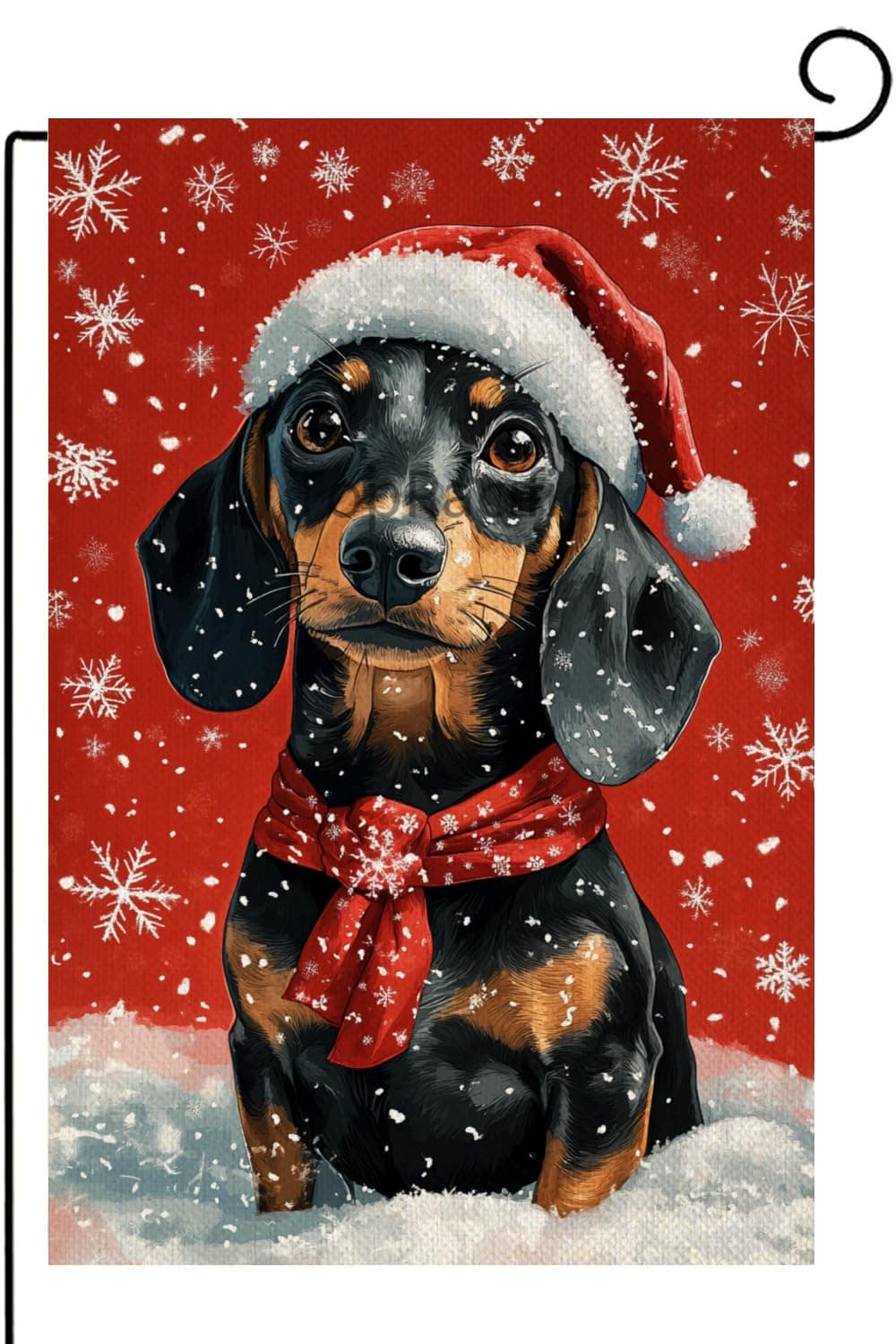 TopPacific Winter Garden Flag Dachshund with Scarf Christmas Garden Flag 12x18 Inch Double Sided, Winter Farmhouse Yard Outdoor Decorative Winter Yard Flag(13390)