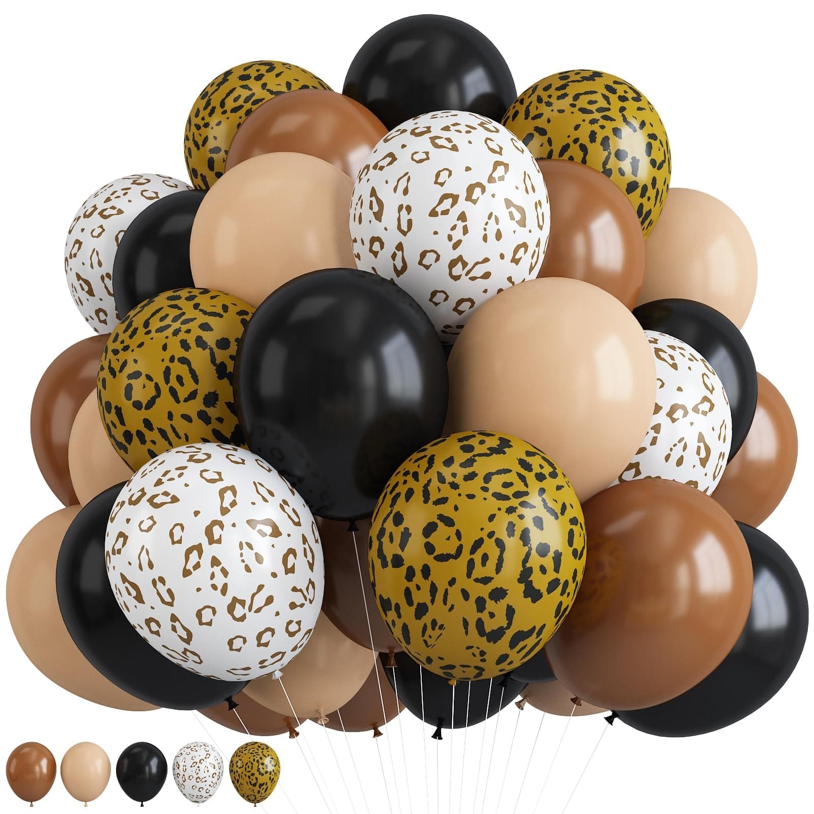 Cheetah Print Balloons Birthday Decorations, 12 Inch Animal Black Brown Nude Gold White Leopard Print Latex Balloons for Cheetah Birthday Baby Shower Wild Zoo Jungle Safari Theme Party Decorations
