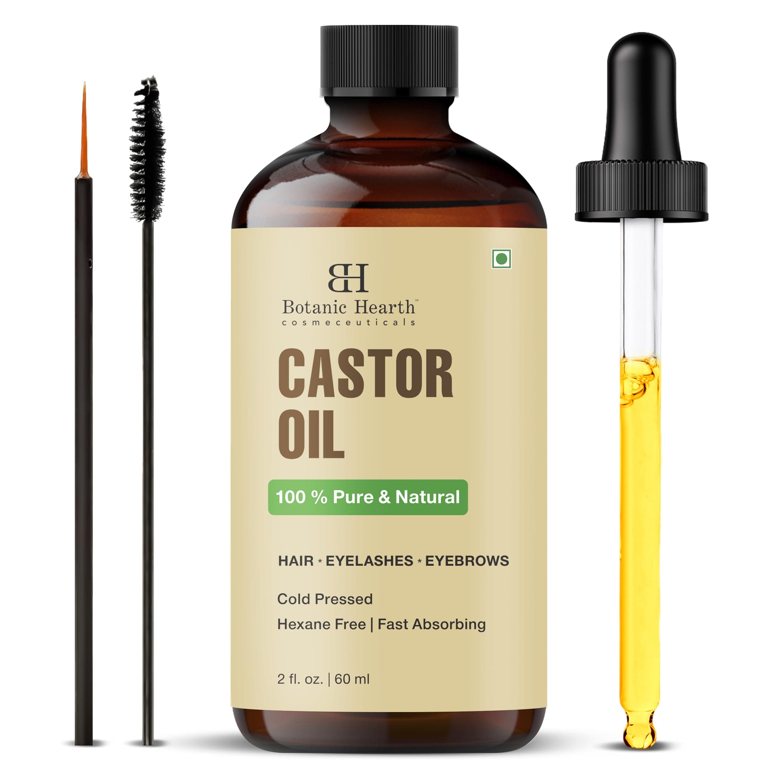 Botanic Hearth Castor Oil for Hair, Eyelashes & Eyebrows - 2 fl oz