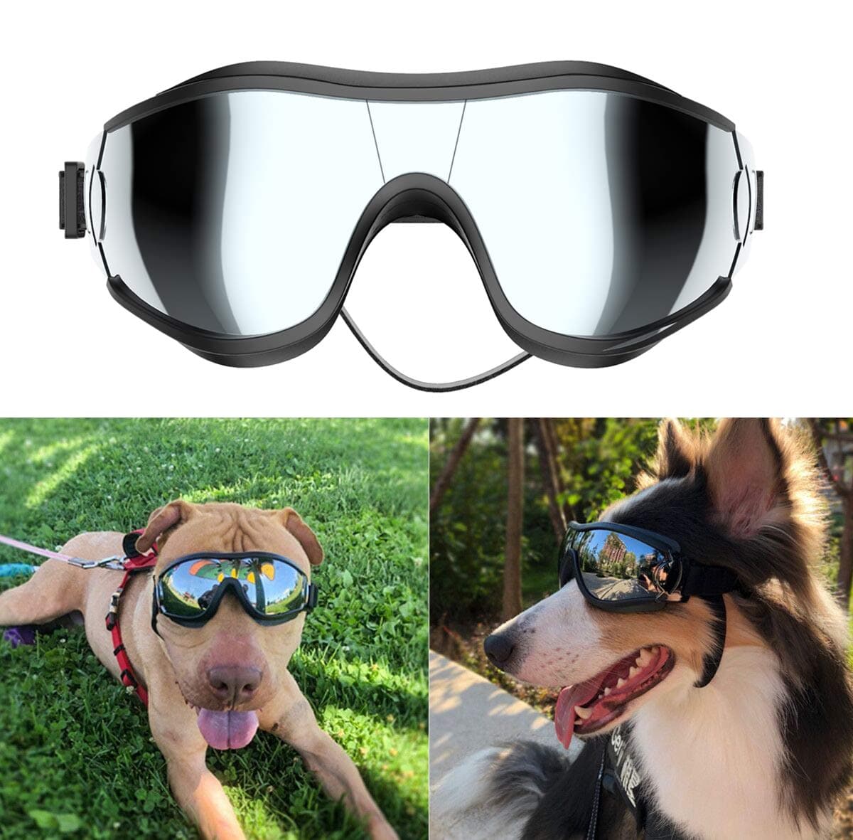 FORZENA Cool Dog Sunglasses/Goggles, UV/Wind/Dust/Fog Protection Pet Glasses Eye Wear with Adjustable Strap for Medium or Large Dog (1PC)