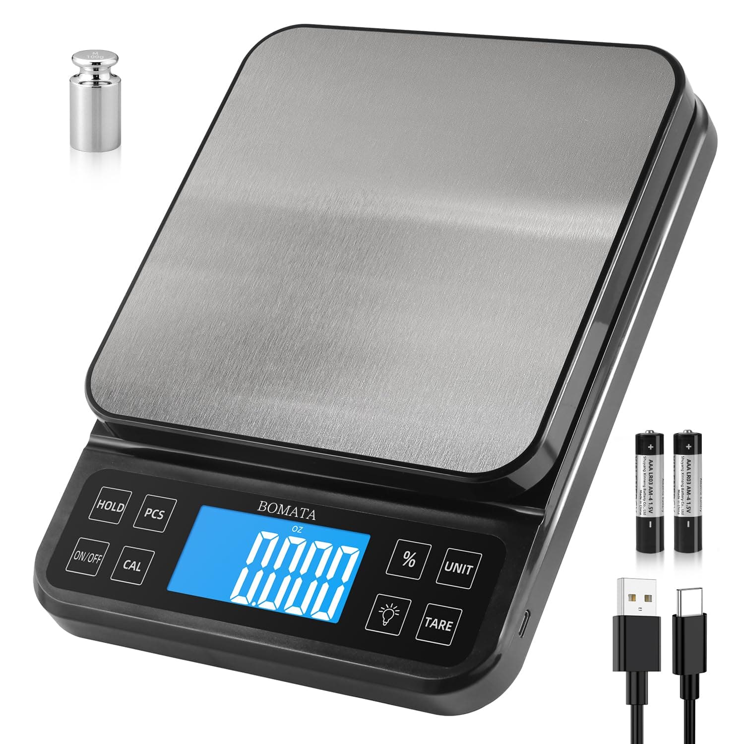 BOMATA Large Kitchen Scale 0.1g/0.001oz High Precision, 11lb Bakery Scale