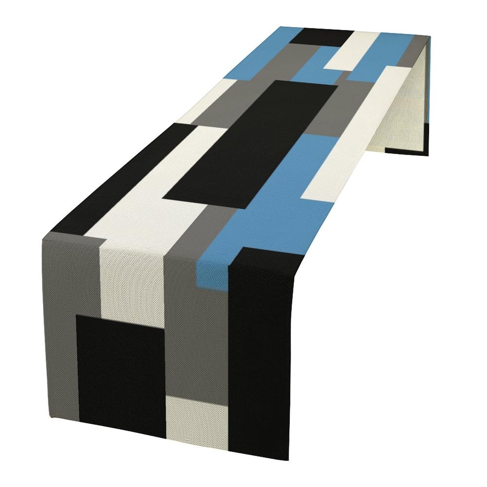 Light Blue Table Runner White Grey Modern Abstract Geometric Kitchen Dinner Runner for Indoor Home Living Room Party Dining Table Decoration 13"x120"