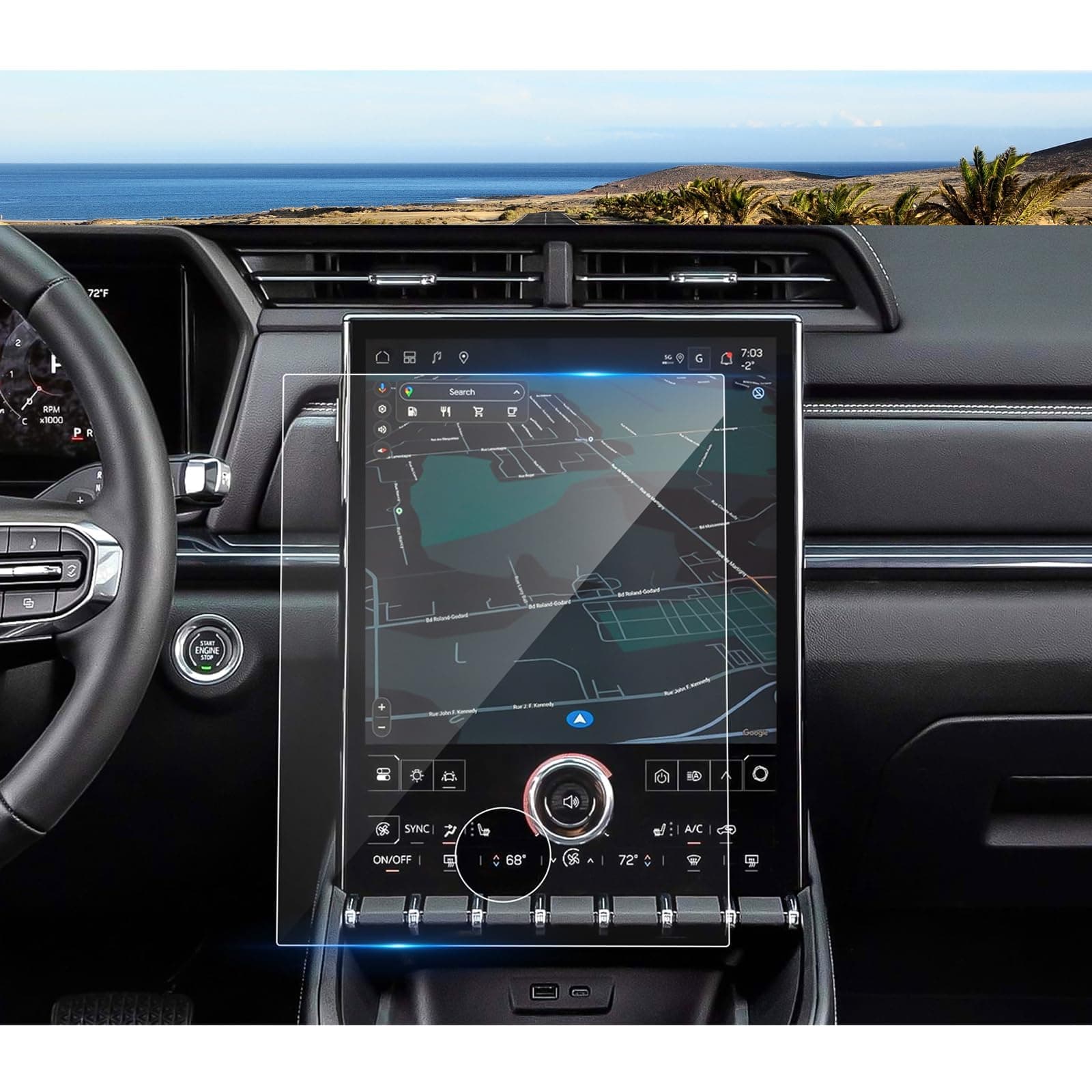 Coleya 2025 2026 2027 Terrain Screen Protector for GMC Terrain (Elevation/Denali/AT4) 15-inch Touchscreen, 9H Tempered Glass Fingerprint&Scratch-Resistant 2027 2026 Terrain Accessories HD Transparen