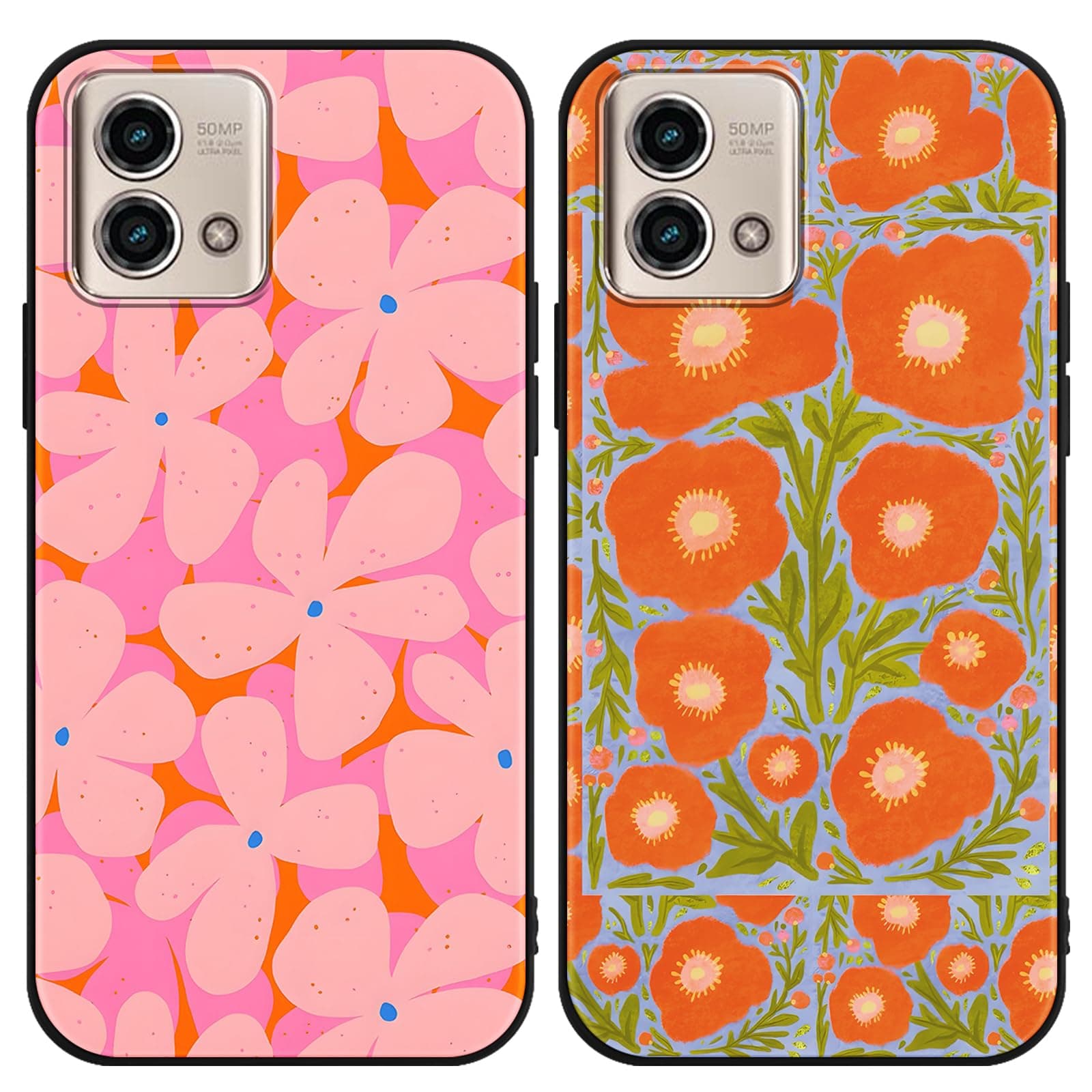 Aoldimu 2 Pack Stylish Flowers Phone Case for Motorola Moto G Stylus 5G (2023) 6.6",Vintage Girly Floral Aesthetic Cases Design Pattern Cases for Girls Women Boys,Soft Silicone TPU Protective Cover