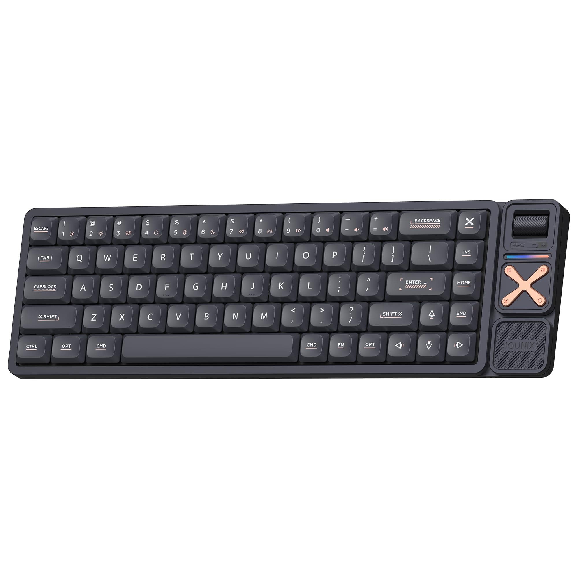 IQUNIX Magi65 Pro Low Profile Mechanical Keyboard Wireless 65% Ultra Slim for Creamy Typing, Hot Swappable, RGB Backlit, PBT Keycaps, Aluminum Case, BT/2.4G/USB-C, Mac/Windows (Black)