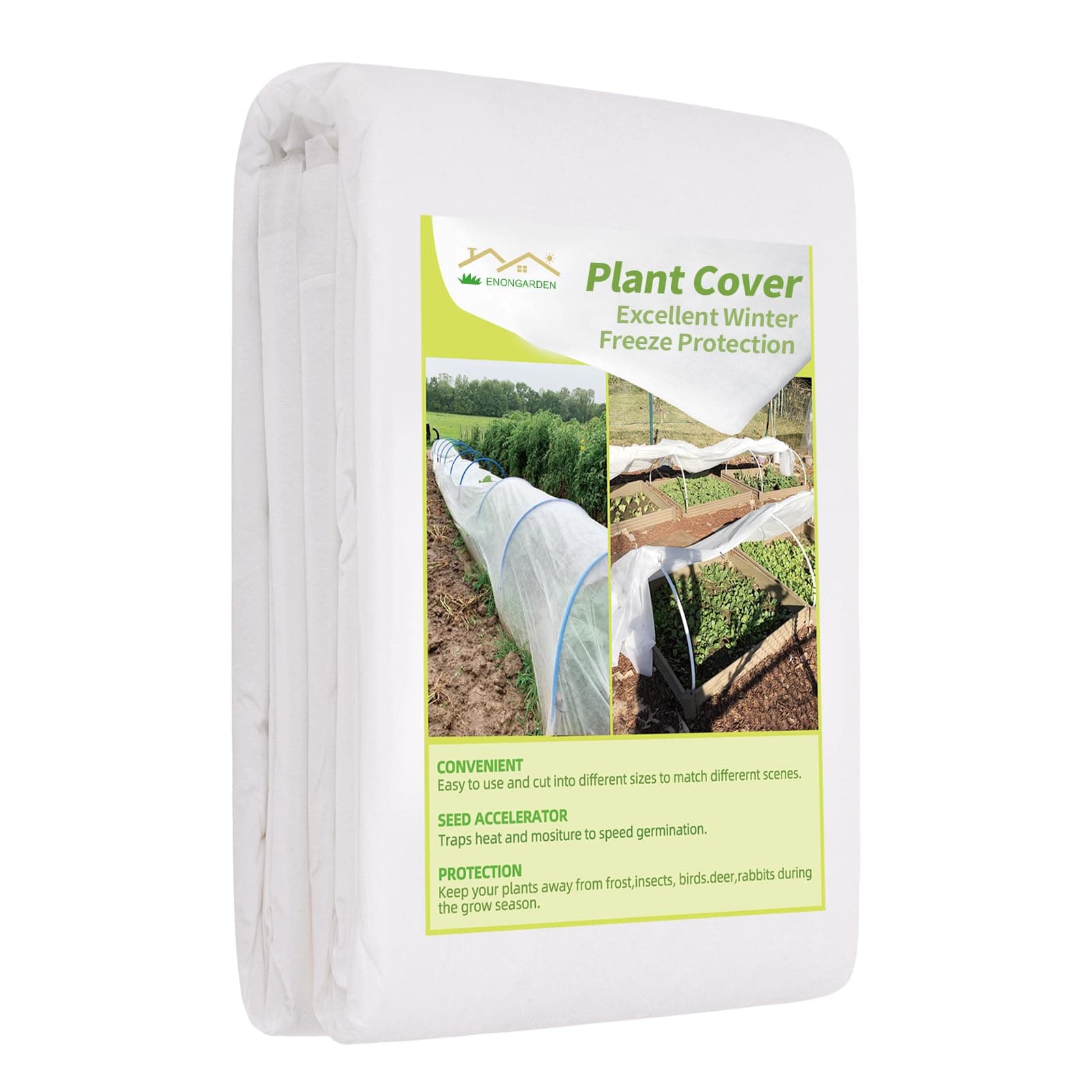 ENONGARDEN 10FT x 16FT Plant Covers Freeze Protection 1.1 oz/yd Greenhouse Cover and Frost Blankets for Vegetable Reusable Floating Row Cover for Winter Cold Weather,Garden Frost Sun Pest Protection