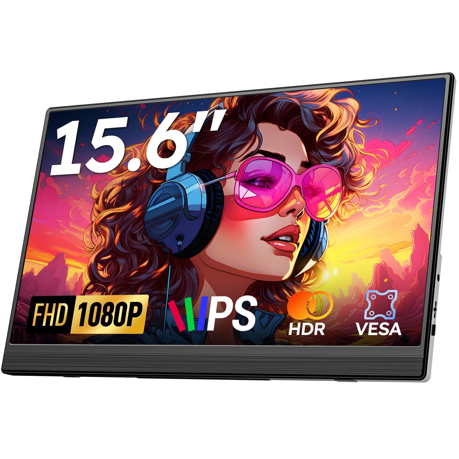 Portable Monitor, 15.6" FHD 1080P Travel Screen for Laptop, Ultra-Slim External Display With Kickstand, Screen Extender for PC Mac Phone PS4/5 Xbox Switch
