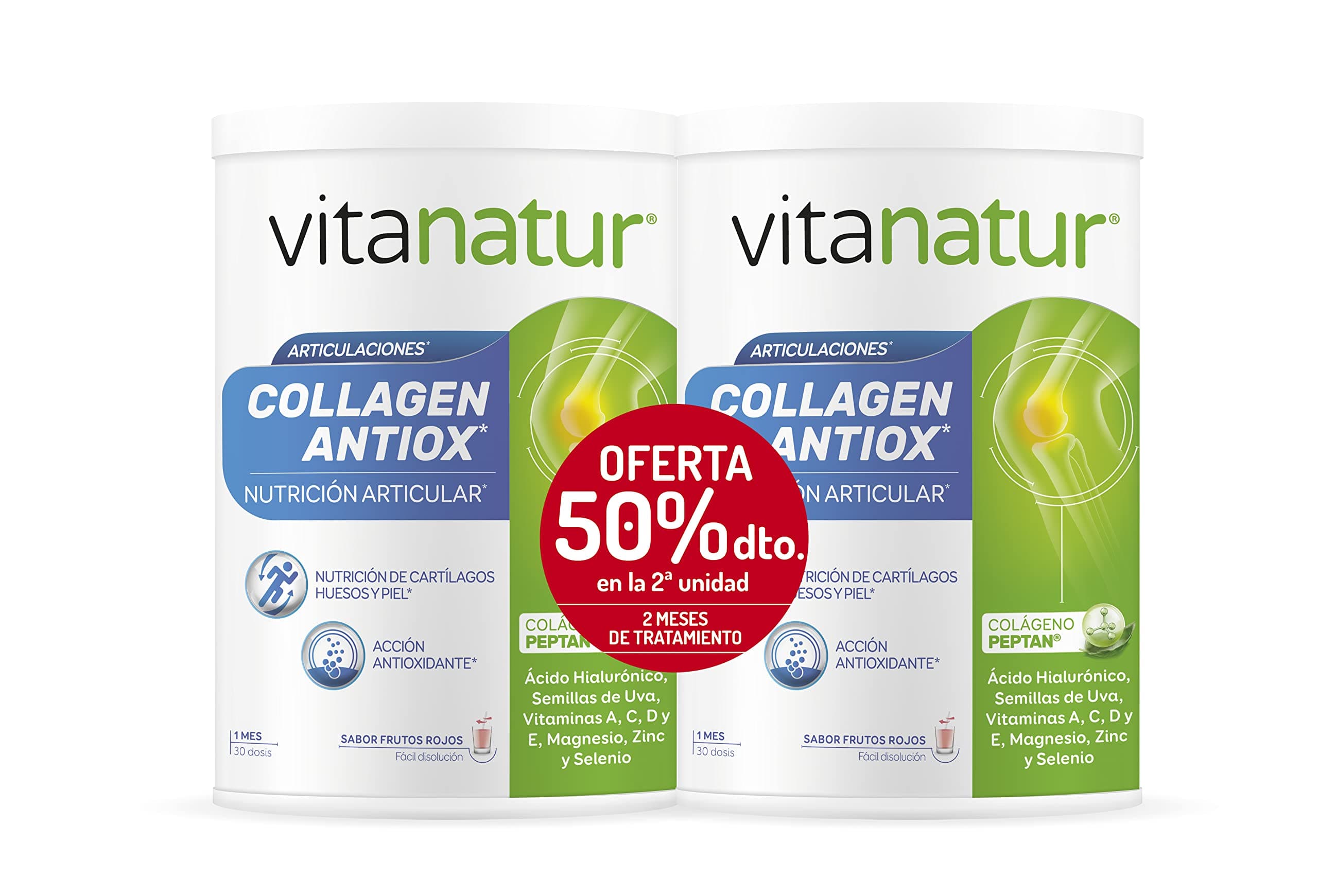 Vitanatur - Collagen Antiox, Complemento Alimenticio con Colágeno, 2x360 g
