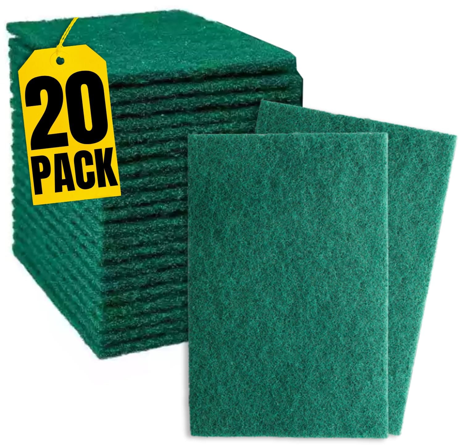 1InTheHome Medium Duty Scouring Pads, Dish Scrubber Pads, 3.5" x 3.5", Green, 20 Pack