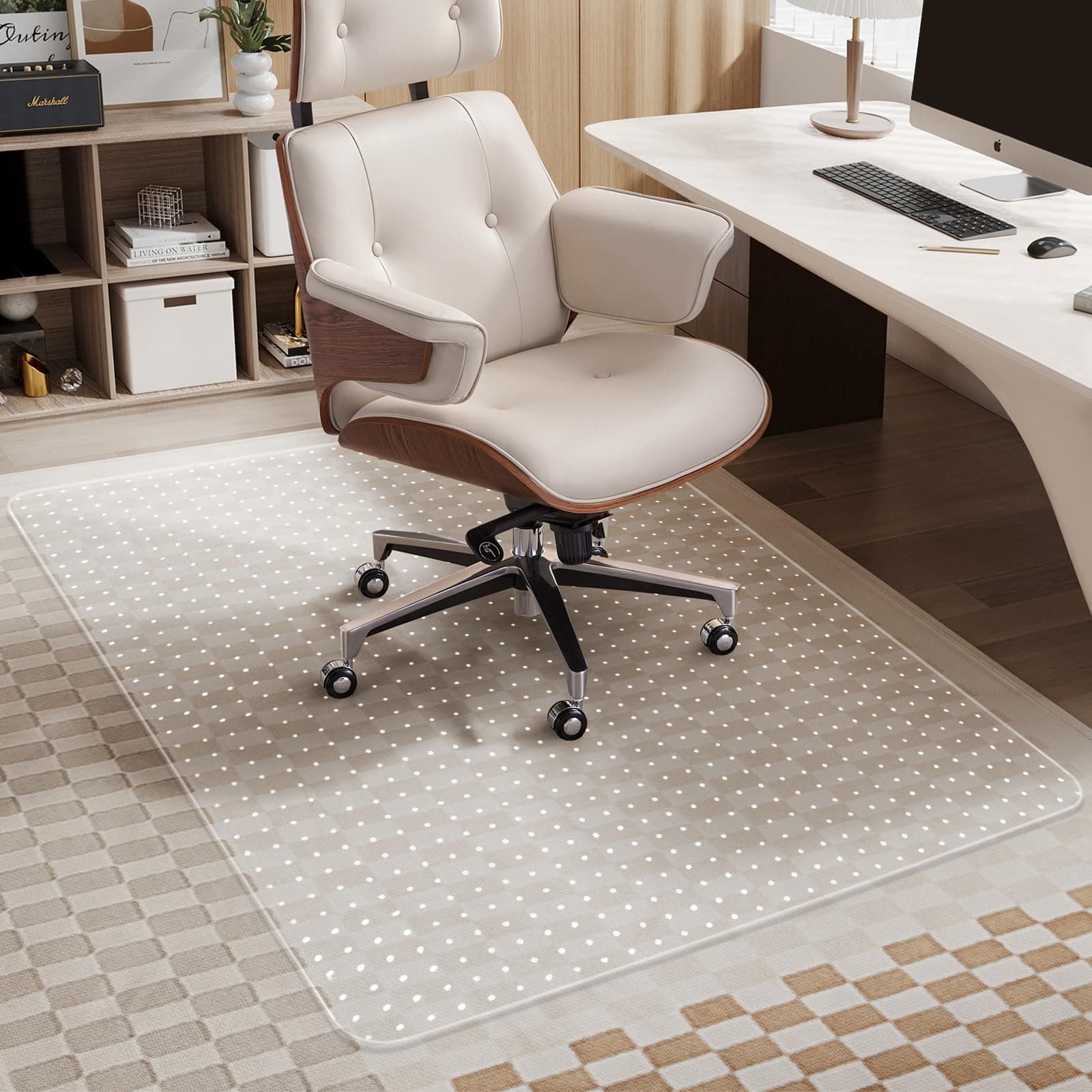 FRUITEAM 45" x 53" Clear Studded Office Chair Mat for Carpet, Rectangular