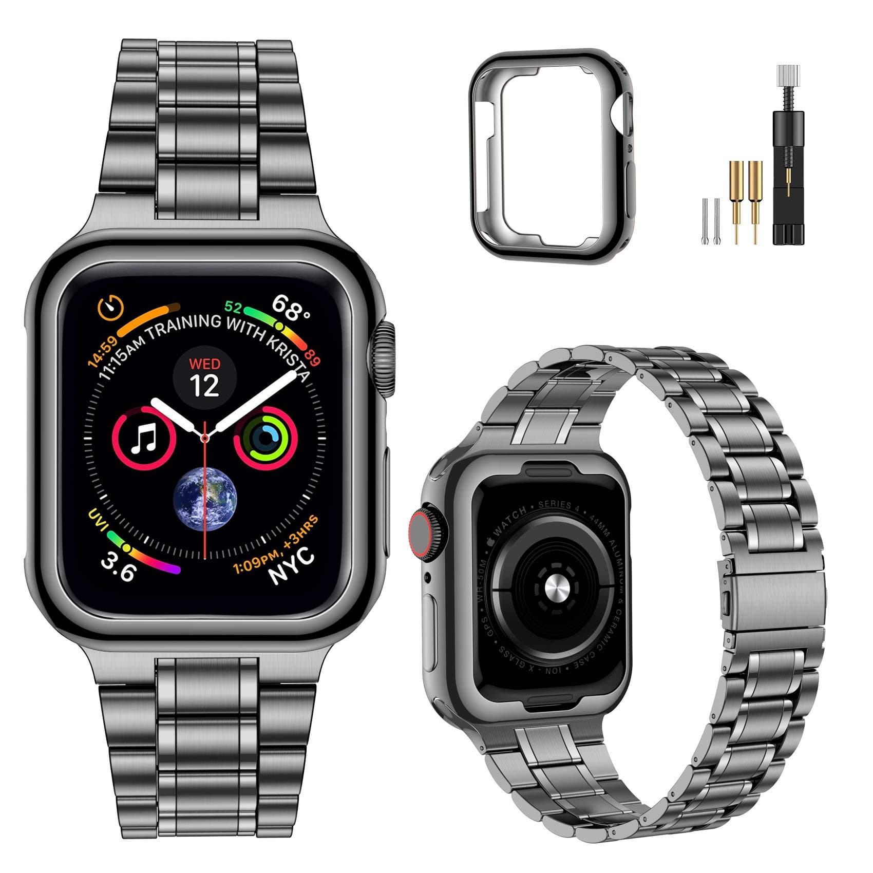 MioHHR Solid Stainless Steel Band Compatible with Apple Watch 38mm 40mm
