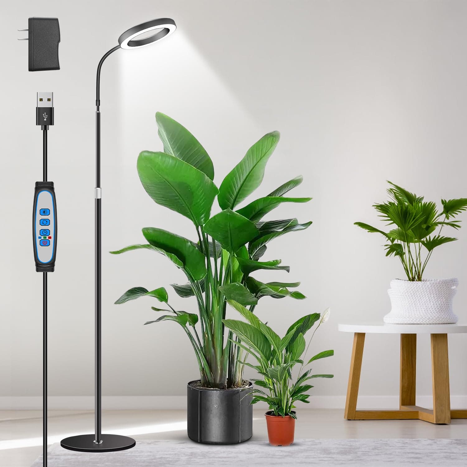 Aumtrly Black Grow Lights for Indoor Plants, Full Spectrum, with 68" Stand