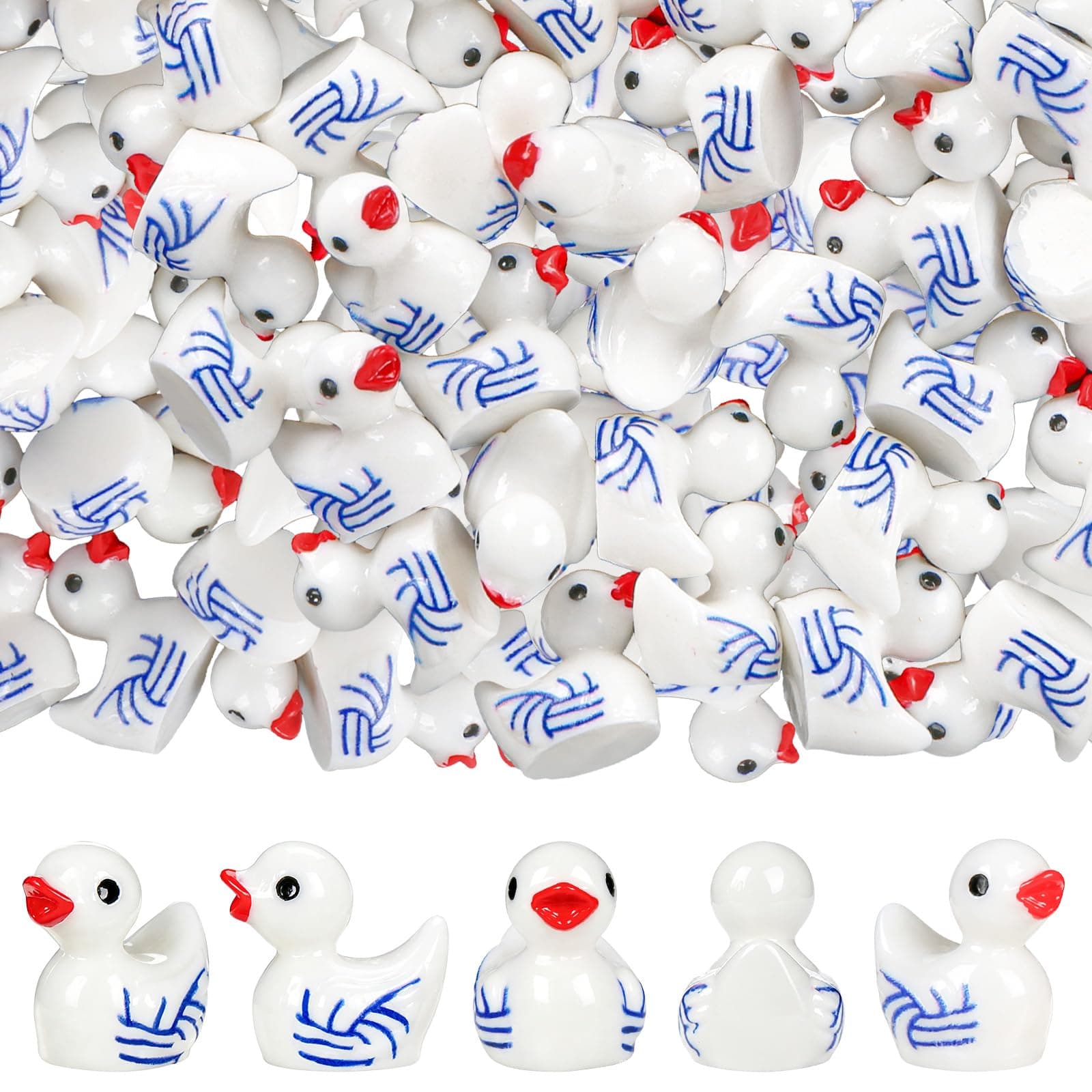LuxDuo 60 Pcs Mini Resin Volleyball Ducks,Mini Ducks Figurines Bulk,Micro Landscape Ornament,Miniature Volleyball Party Favors for Summer Beach Activity Carnival,Dollhouse Cake Decoration
