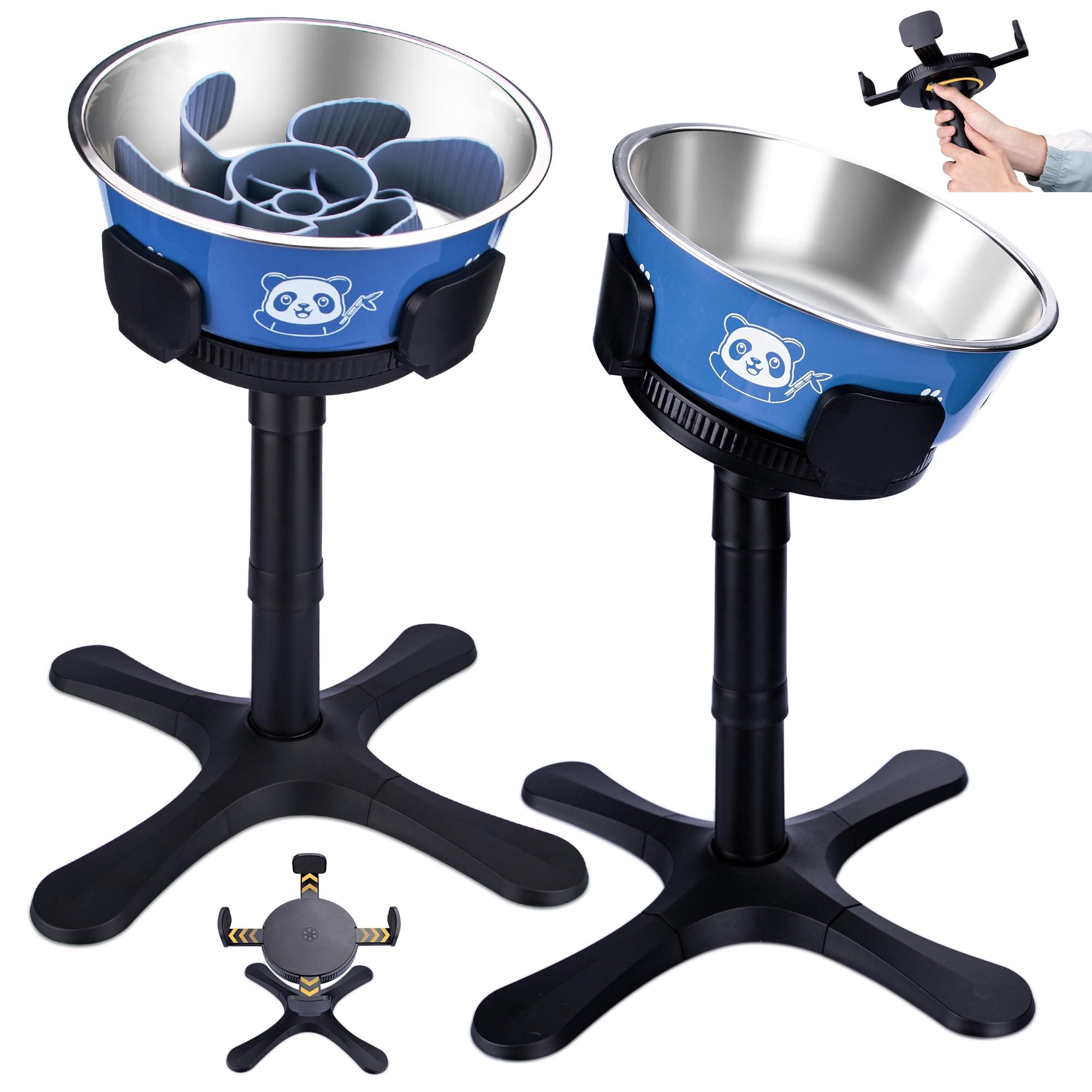 Elevated Slow Feeder Dog Bowl Adjustable Stand,Tilted ABS Base,Fits 5.5-9.5" Bowls, Anti-Spill & Non-Slip, Heavy Duty for Med/Large Dogs(2 Pack)