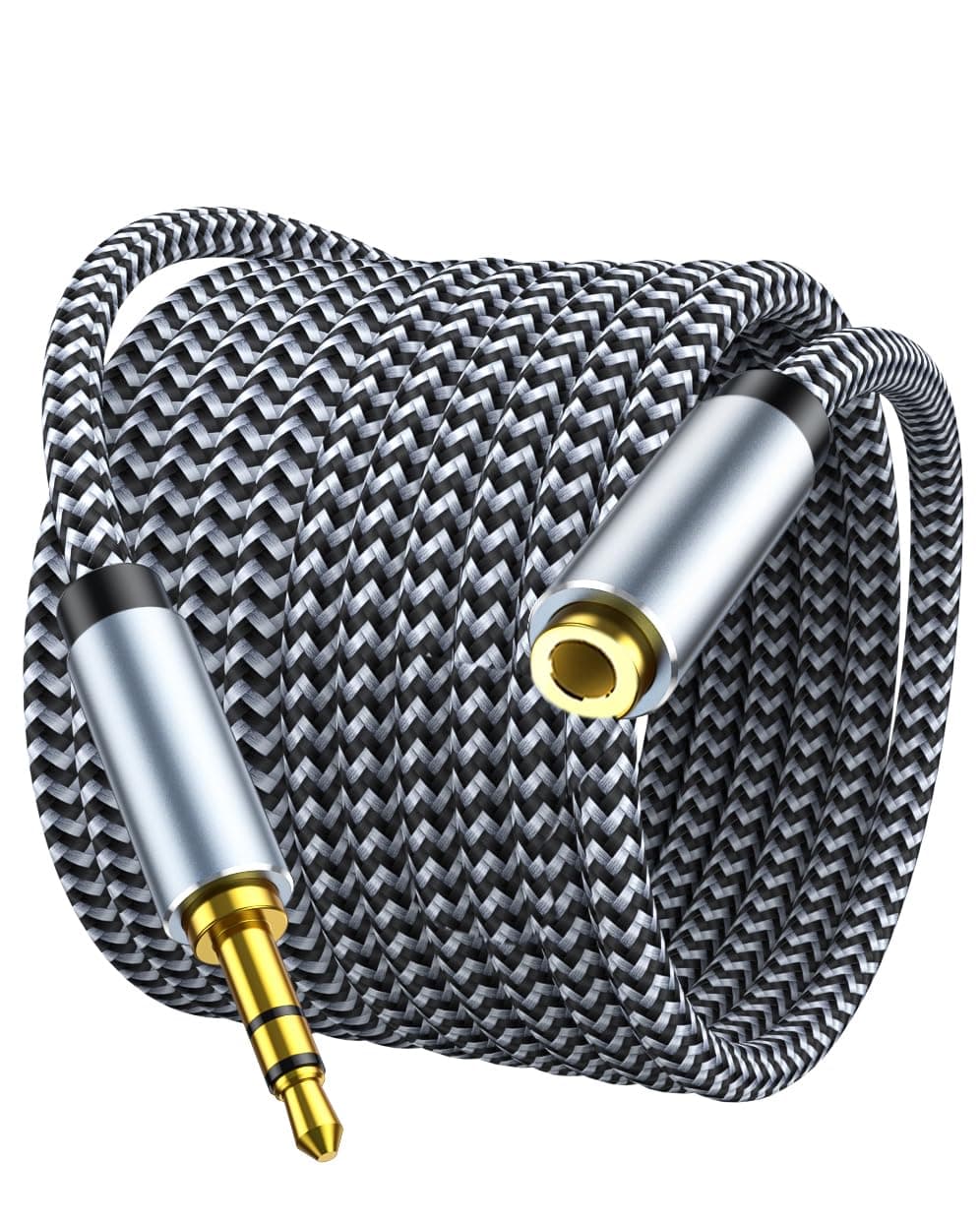 MORELECS Aux Extension Cord 15ft, 3.5mm 1/8 Aux Stereo Audio Cable Male to Female Stereo Audio Extension Adapter Cable Nylon Braided Male to Female AUX Cord Compatible Phones, Headphones,Speakers, PC
