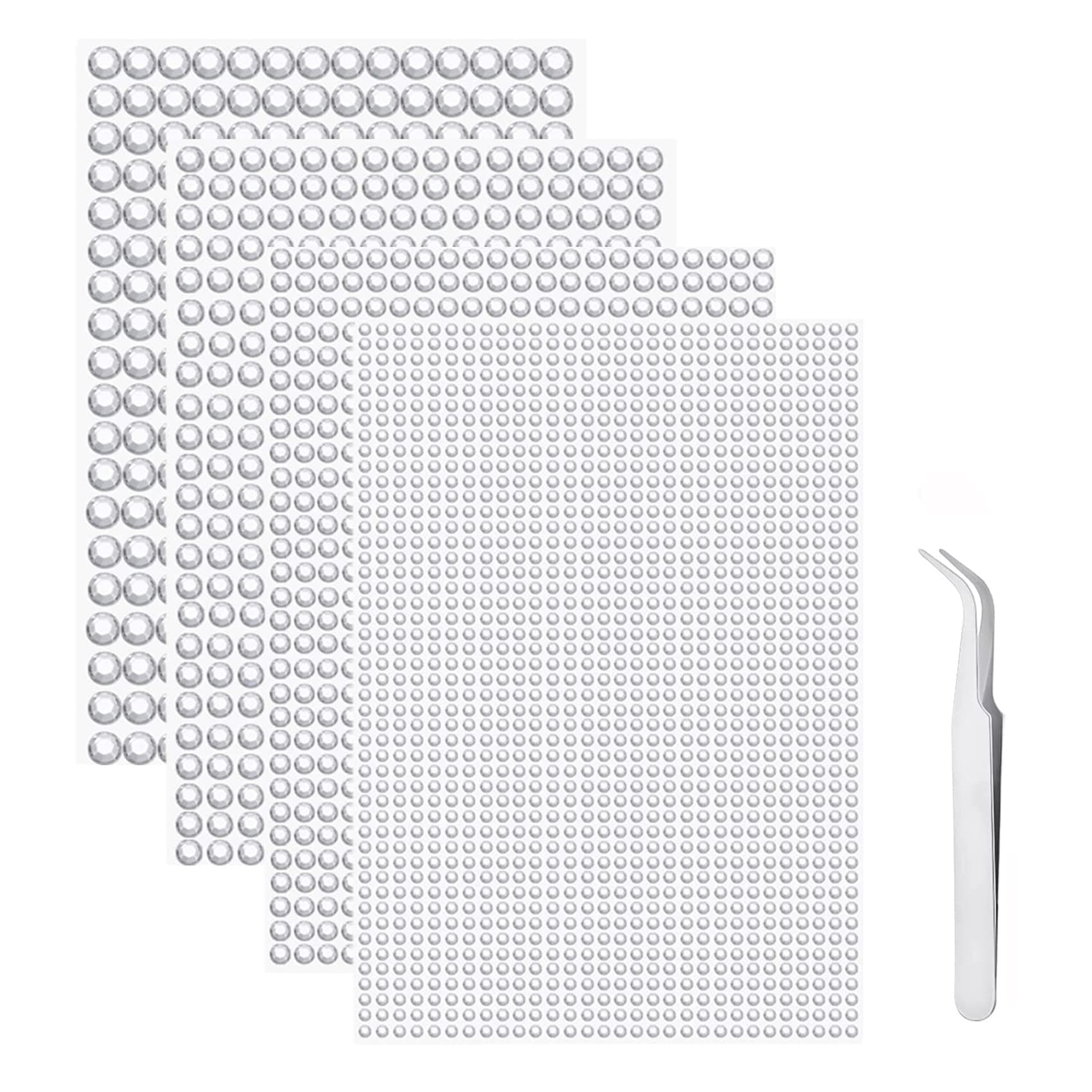 iJiZuo 4 Sheets Self Adhesive Bling Clear Rhinestone Stickers