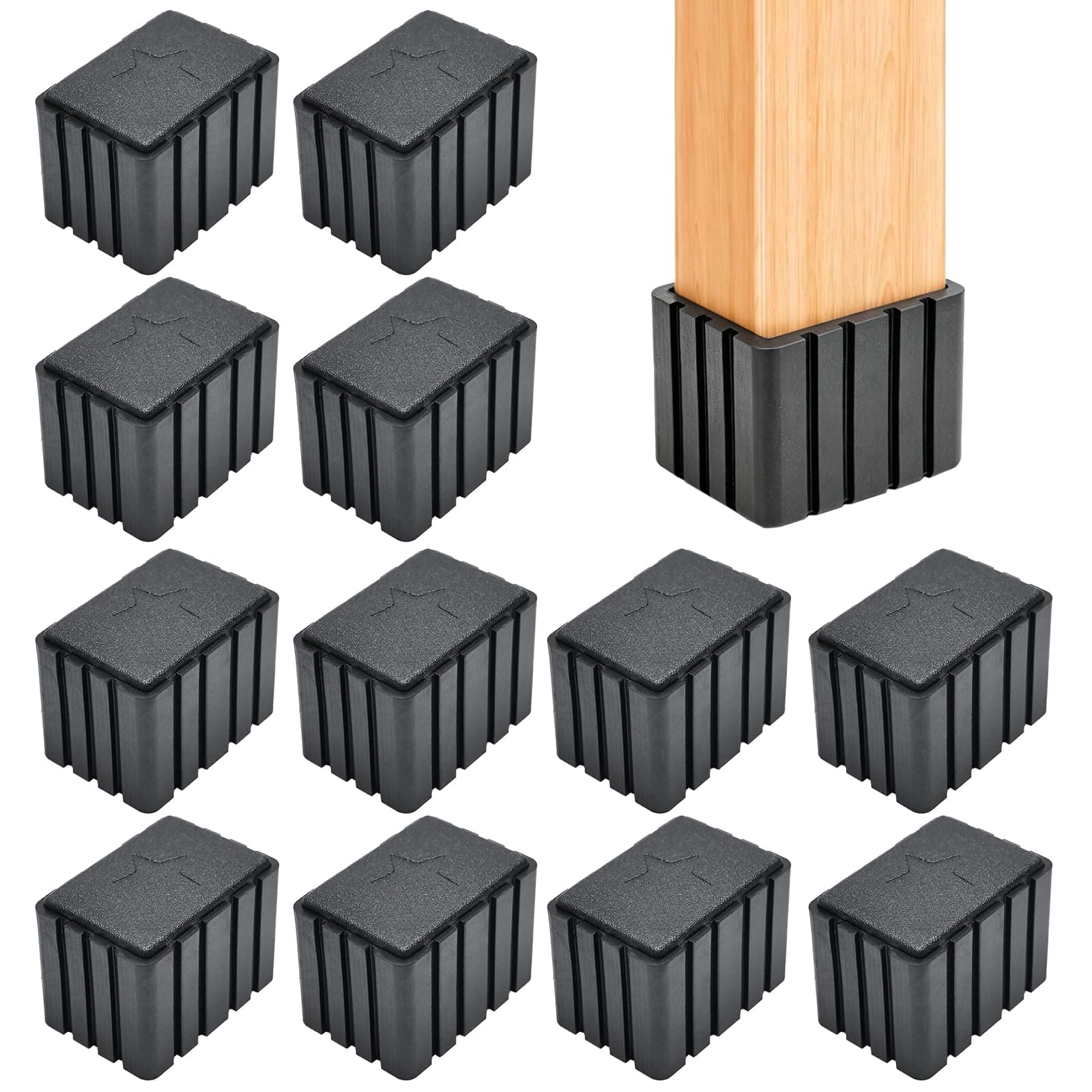 EASYEAH 1" x 1-1/2" Chair Leg Floor Protectors, Rectangle Chair Leg Caps