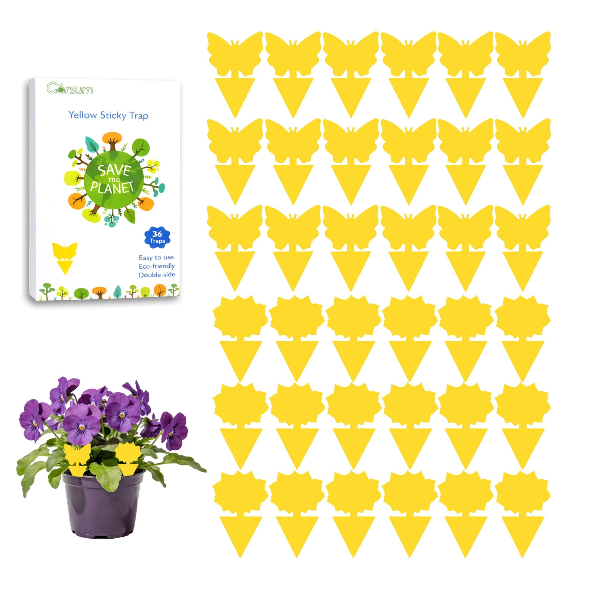 Garsum Fruit Fly Trap Yellow Sticky Fungus Gnat Killer for Indoor and Outdoor Plant Insect Catcher for White Flies,Mosquitos,Fungus Gnats,Flying Insects,18 pcs