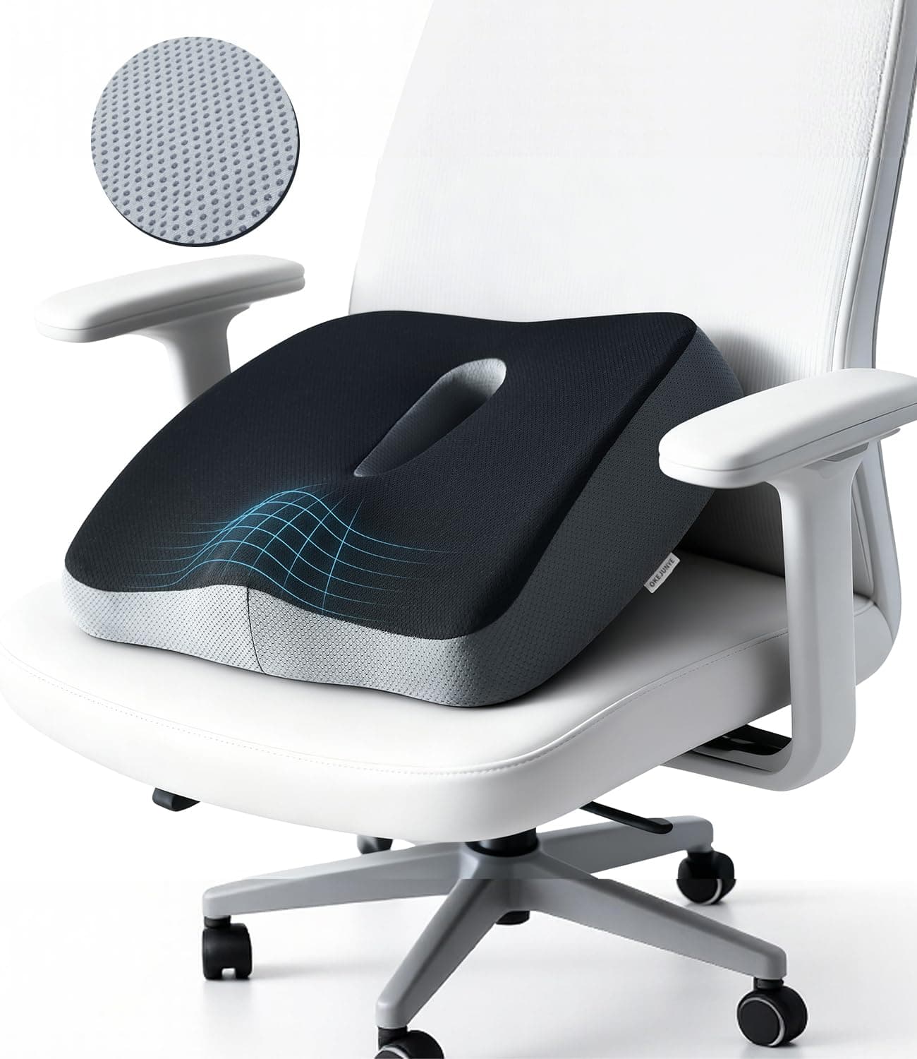 OKEJUNYE Memory Foam Seat Cushion, Large Office Chair Cushions for Coccyx Tailbone Sciatica Back Pain Relief, Orthopedic Chair Pad Butt Pillow for Desk Chair Car Wheelchair Long Sitting (Black)