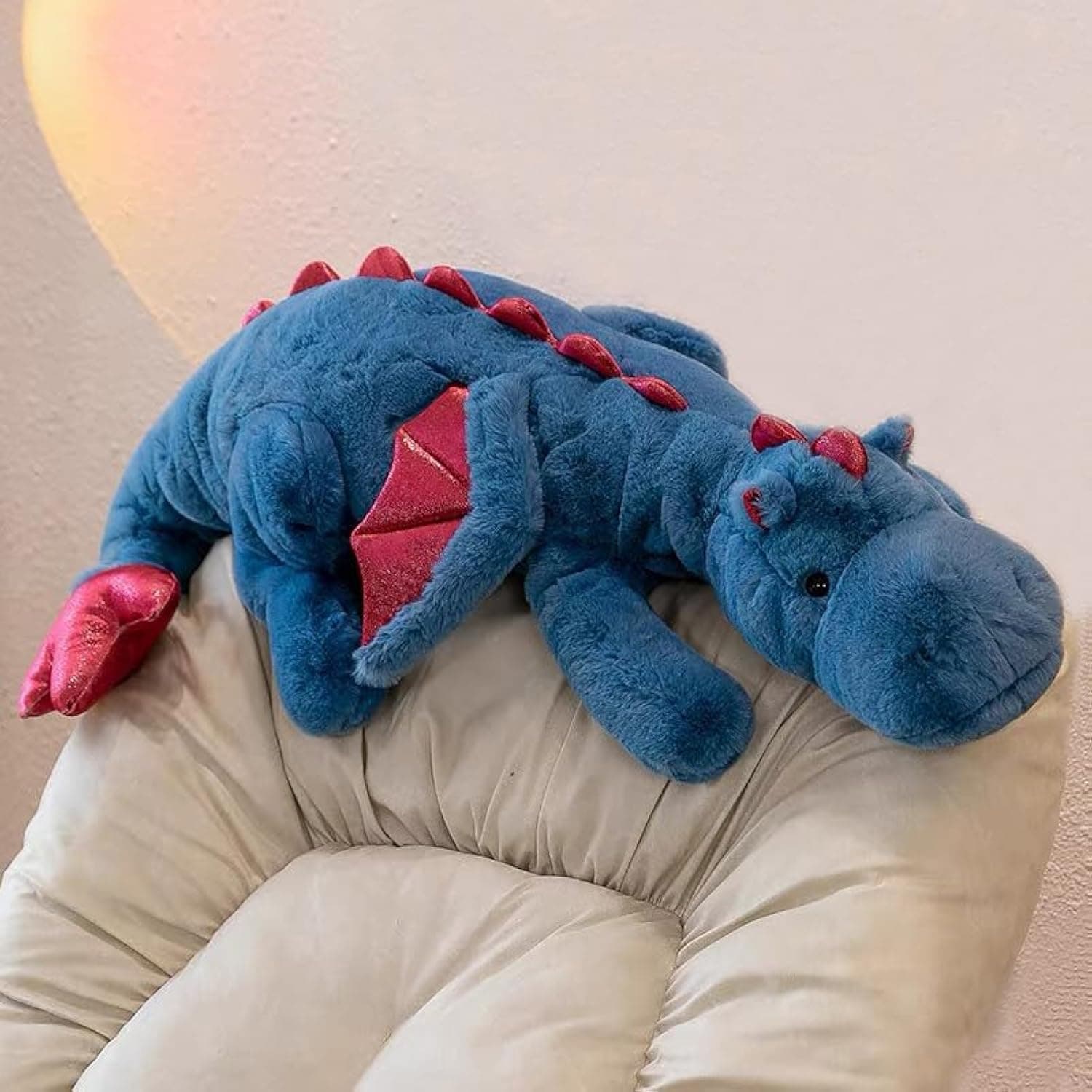 IFX24 35.4" Blue Dragon Stuffed Animal, Medium Soft Dinosaur Plush for Kids and Adults, Sturdy Fluffy Plushie Pillow