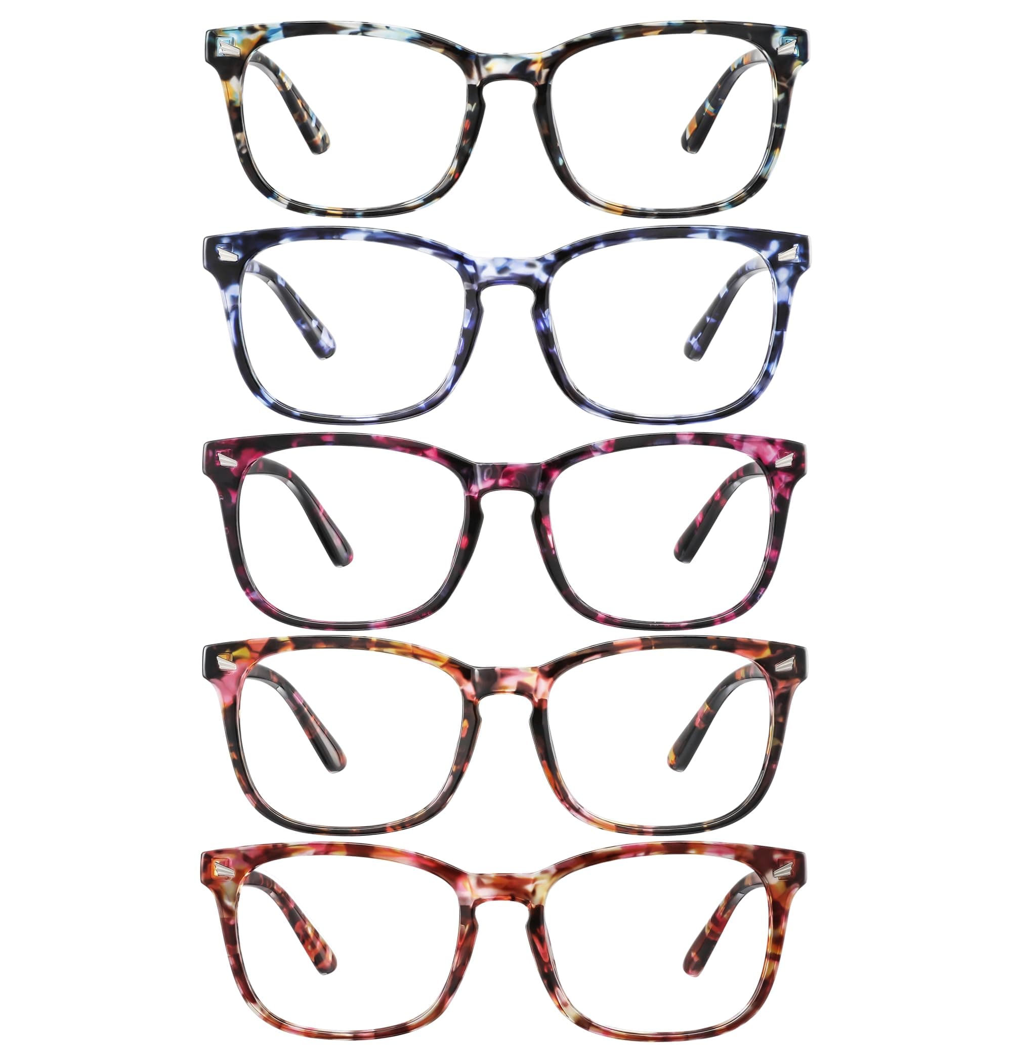 AIMISUV 5 Pack Reading Glasses Men Women, Blue Light Blocking Computer Readers UV Glare(MIX3, 4.0X)