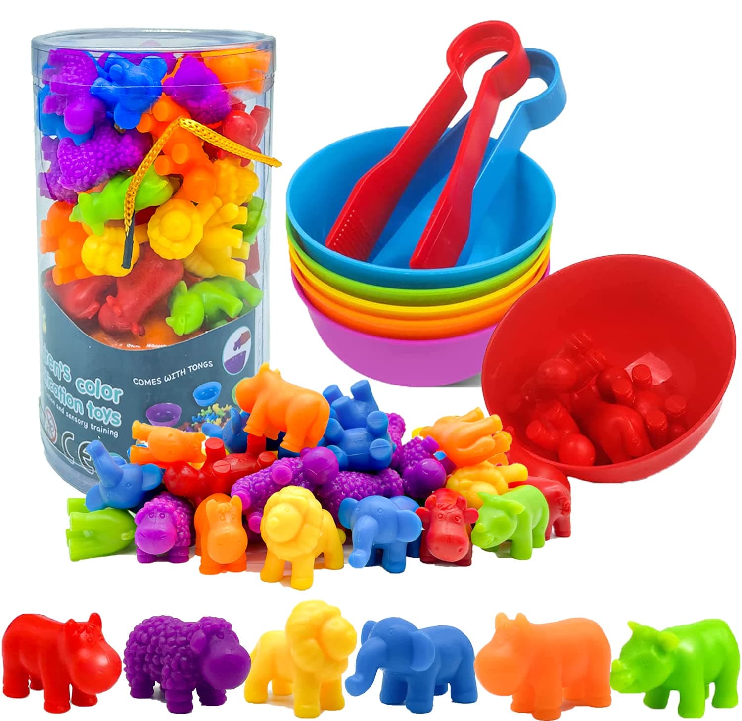DFQiQiQinH Counting Animals Montessori Toys,Educational Sensory Bin Toys,Color Sorting Toys for Toddlers,Fine Motor Skill Toys, Montessori STEM Toy Sets for Kids,The Best Gift for Children