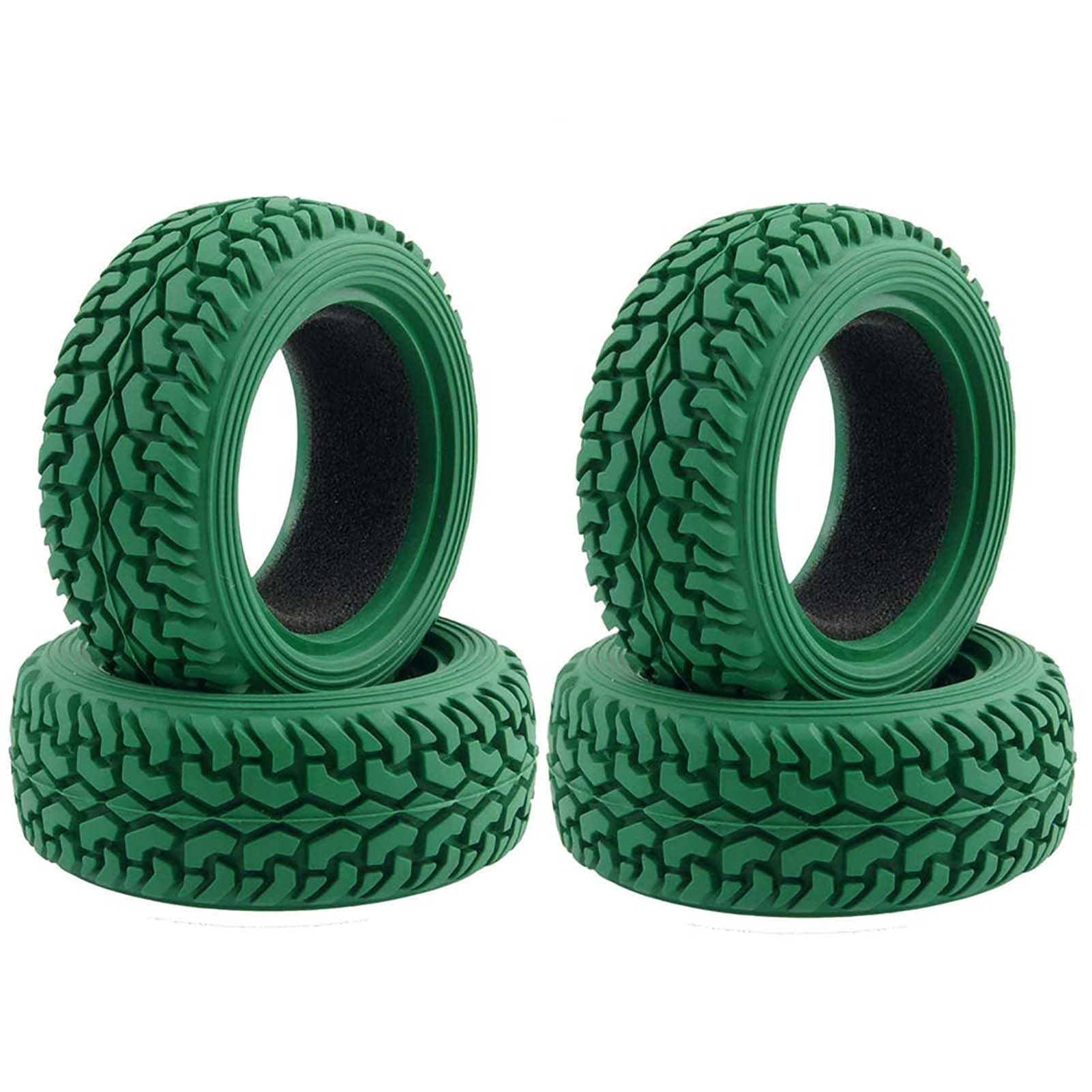 LAFEINA 4PCS 75mm RC Rally Car Grain Rubber Tires for 1:10 RC On Road Car Tamiya HSP HPI Kyosho (Red)