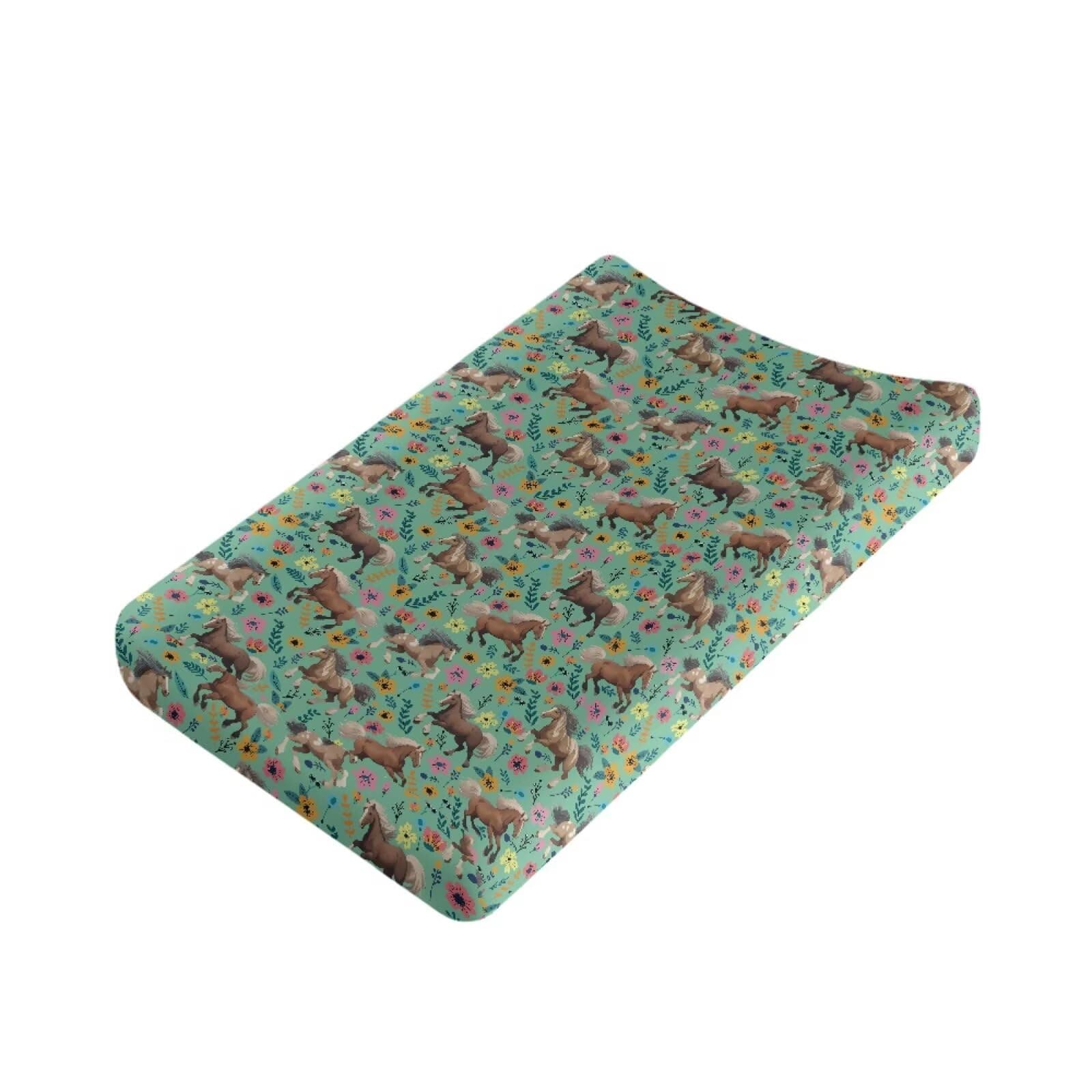 HUISEFOR Horse Changing Pad Cover for Baby Washable Diaper Change Table Covers Easy to Install Cradle Mattress Sheets