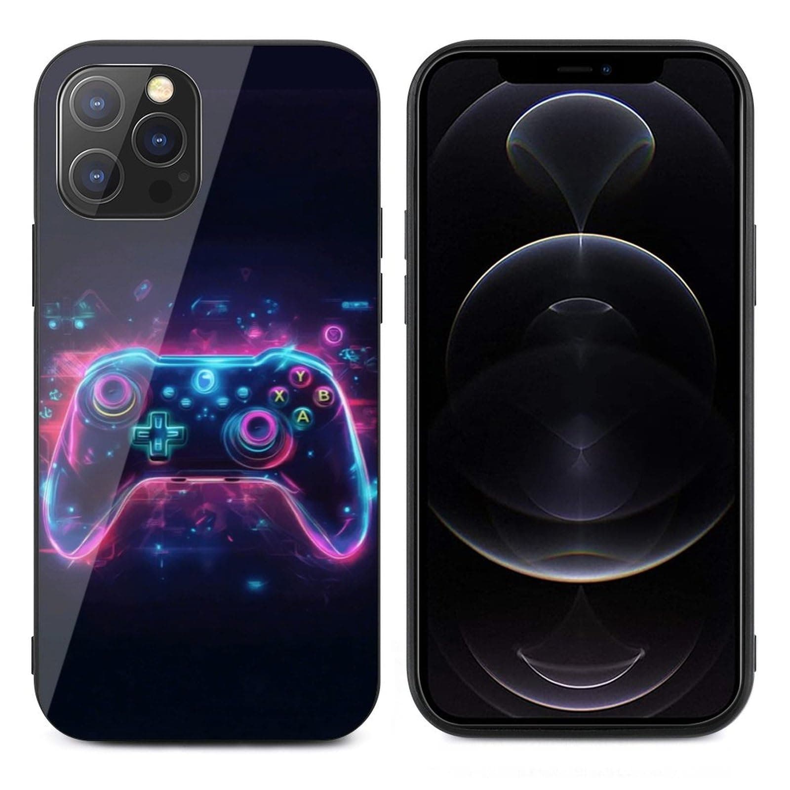 CRIVOTA for iPhone 12Pro Max Case - All-New Game Controller Design, Glass Back + TPU Inner Shell, Extreme Slimness, Military-Grade Dual Protection, Bare-Hand Feel, Cell Phone Cases for Men Women
