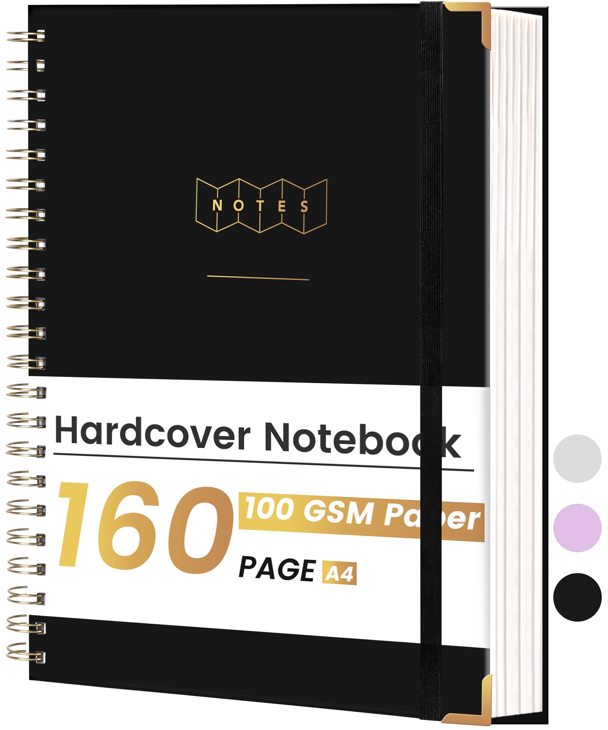 Yoment Spiral Notebook 8.5 x 11 A4 Hardcover Notebooks for Work College Ruled Notebook Journal, 100 GSM Paper Journaling Notebooks, Large Notebooks for Note Taking School Office,A4 Black