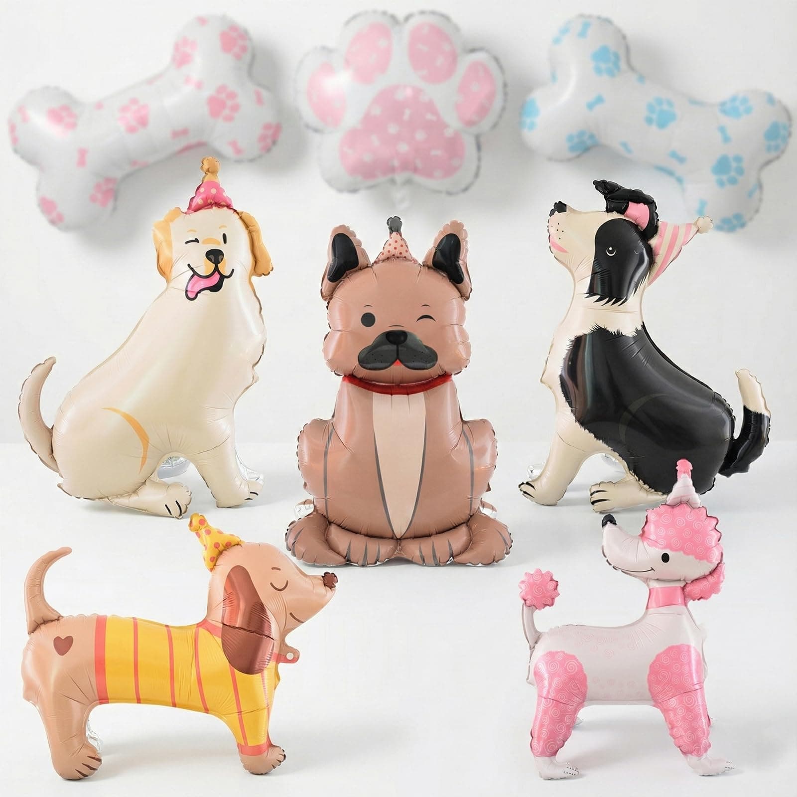 8 Pcs Large Dog Balloons (80-100 cm) – Puppy Foil Balloons with Paw & Bone Designs for Birthday, Baby Shower & Pet Theme Party Decorations (Dog Balloons)