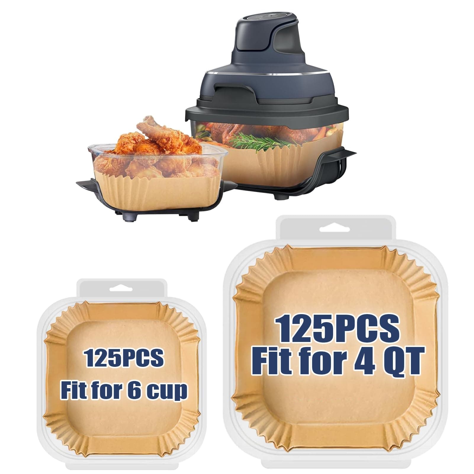 Air Fryer Liners for Ninja Crispi, Airfryer Liners for Ninja AF101 4-Qt & 6-Cup, Ninja Crispi Pro Air Fryer Parchment Paper Liners, Set of 250PCS Disposable Paper Liners