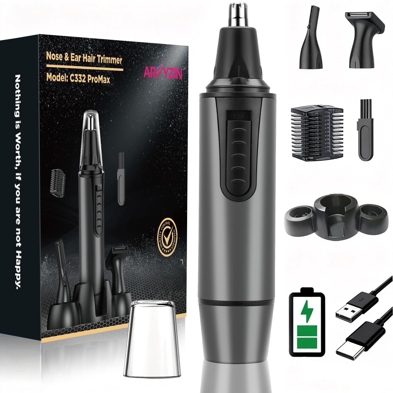 Nose Hair Trimmer for Men 2026 Upgrade Rechargeable Ear and Nose Trimmer for Men and Women Professional Painless Eyebrow Facial Hair Clipper, IPX7 Waterproof Dual Edge Blades Easy Cleansing