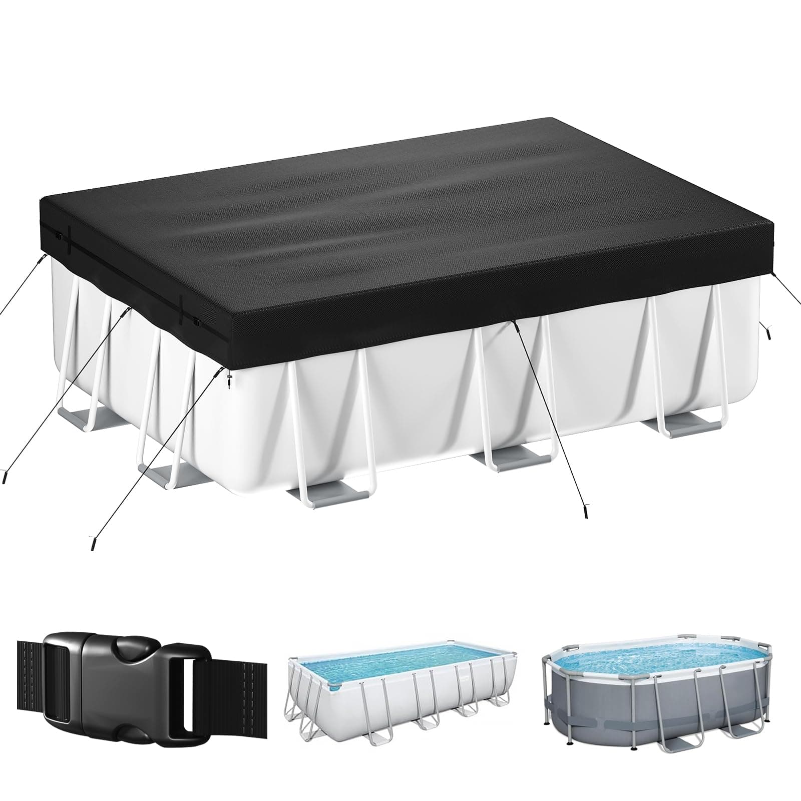 Tufmunb 7x10 FT Rectangular Pool Cover for Above Ground Pool/Oval Pools