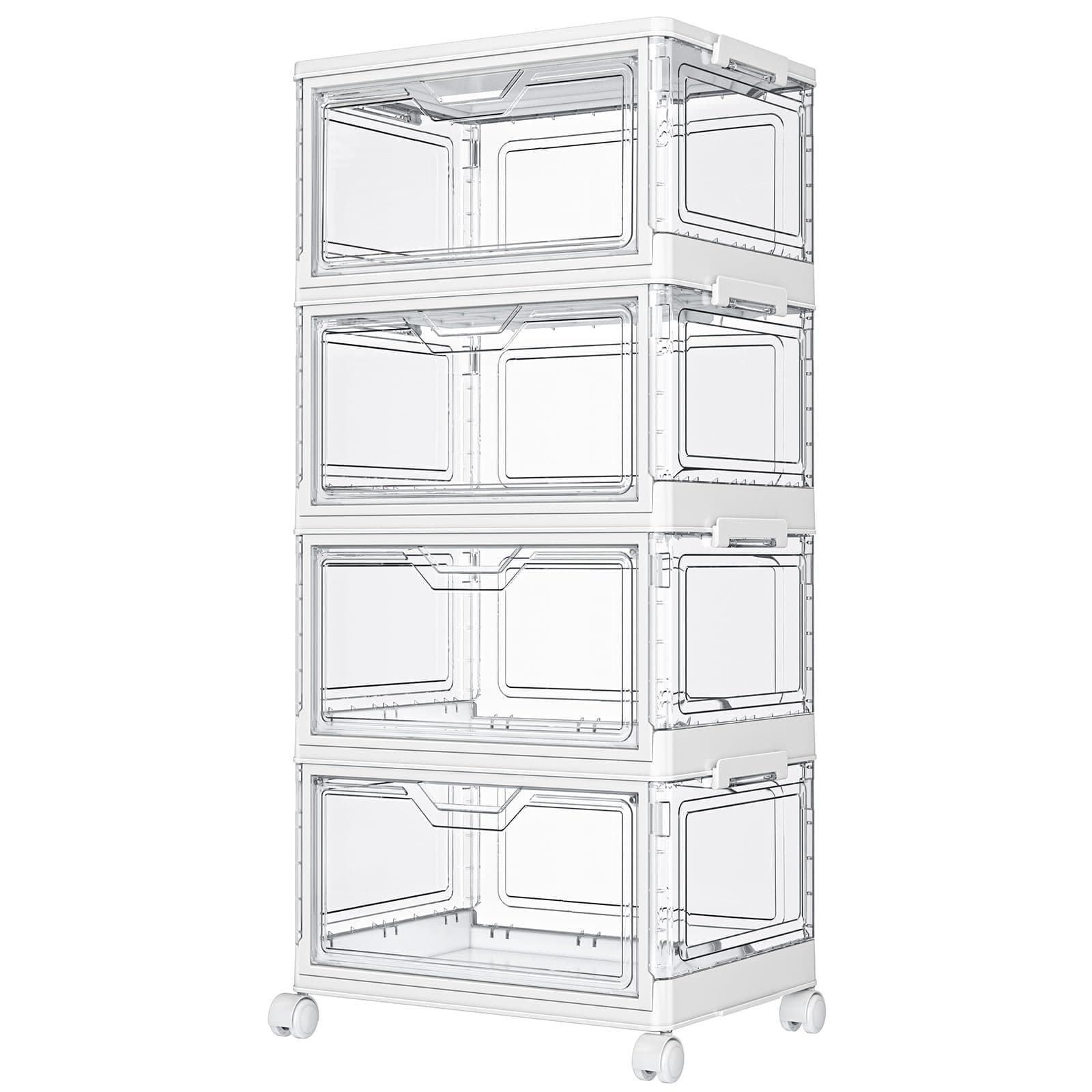 Kmiectse Clear Storage Bins with Lids - 4 Tier 23qt Plastic Stackable Bins