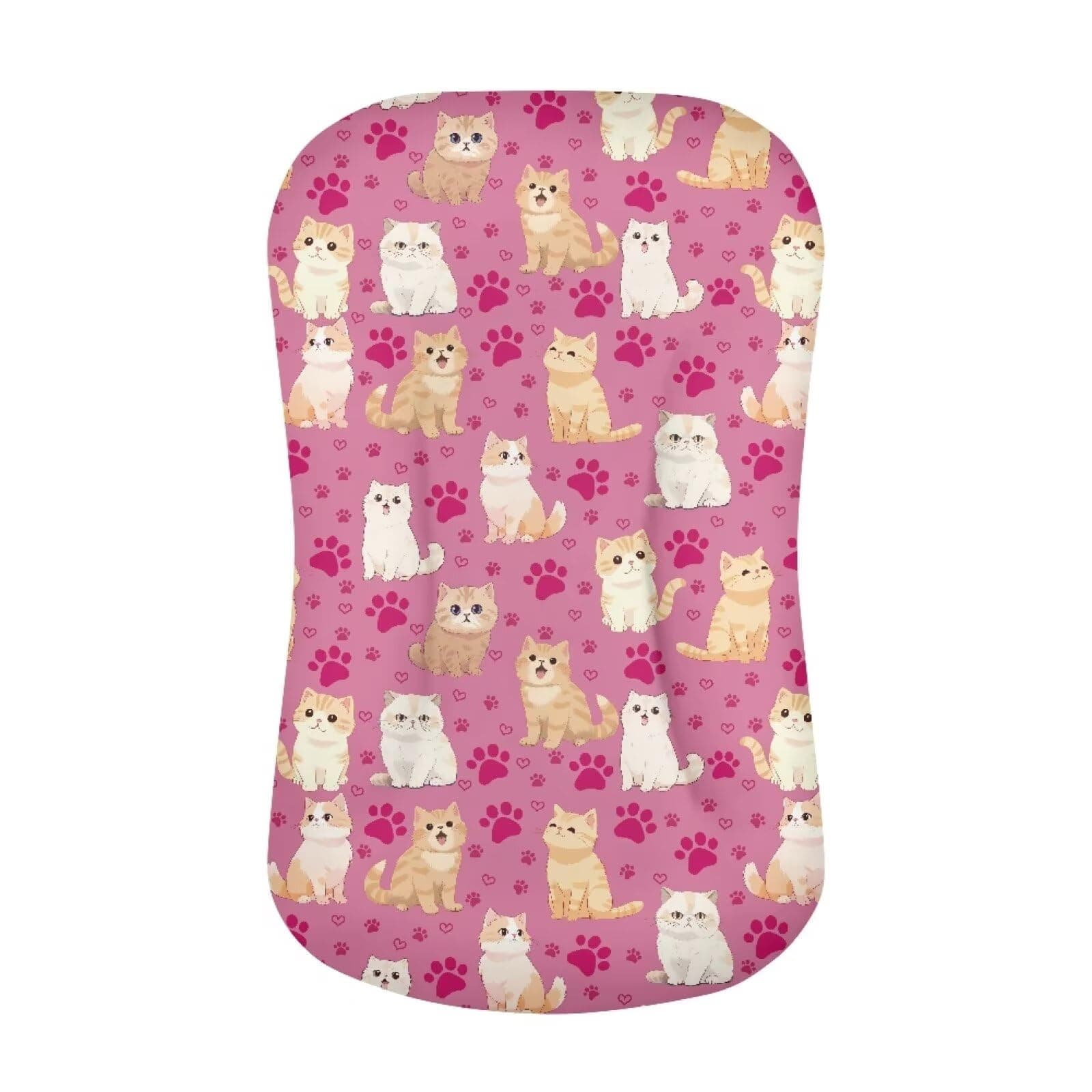 ZOUTAIRONG Paws Kitten Baby Bassinet Sheet Stretchy Bassinet Sheets Bassinet Crib Sheets Set Fitted for Baby Boy and Girl Comfort Fitted for Oval Rectangle Hourglass Bassinet Pad - Pink