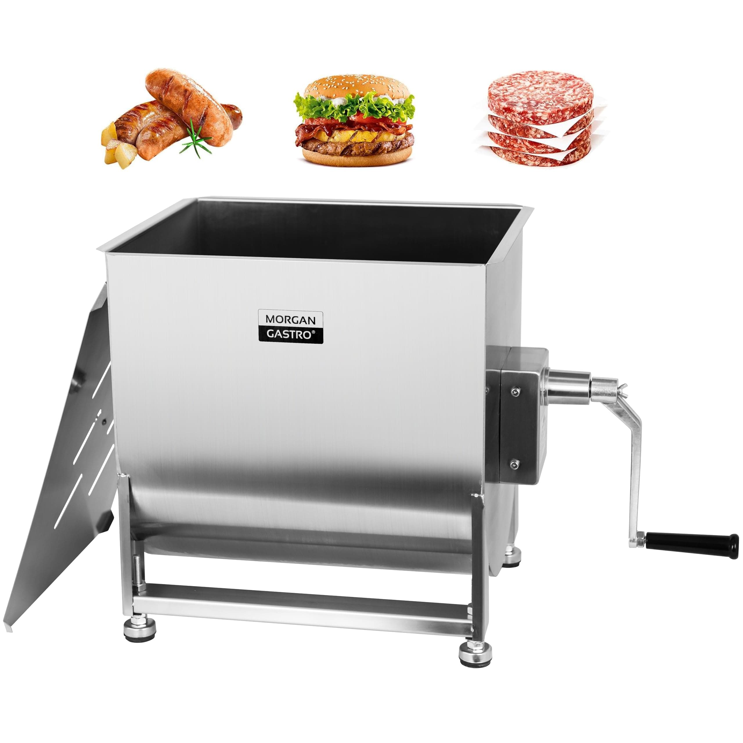 Hakka Commercial Meat Mixer, 80Lb Sausage Mixer Machine Stainless Steel Manual Meat Mixers with Heavy-Duty Gearbox System, Adjustable Non-Slip Feet for Butcher Shop/Restaurant/Home Kitchen, Fixed Tank