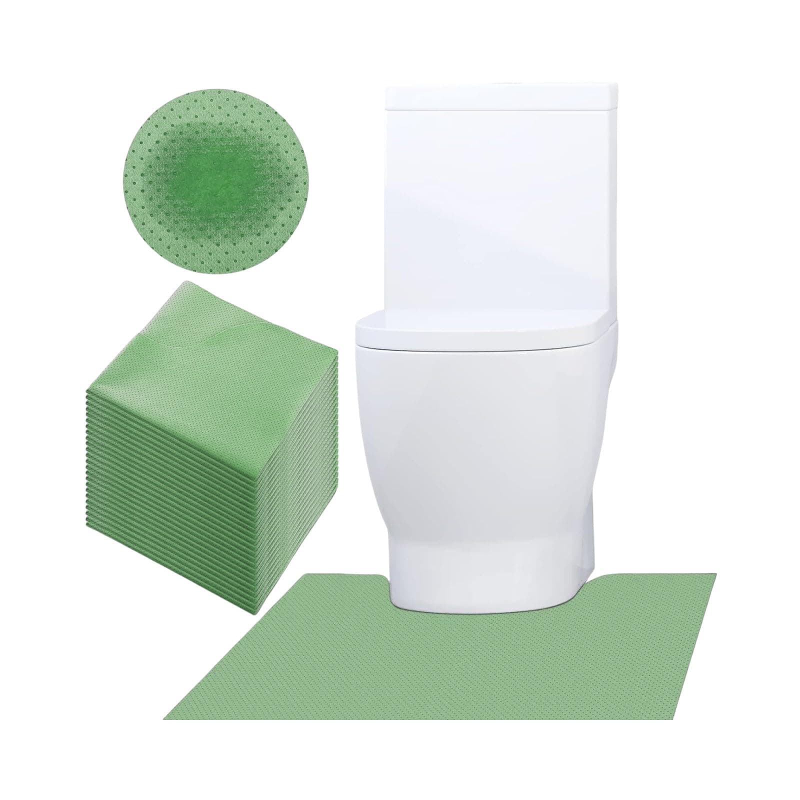 SYMHHA Green Toilet Training Floor Protection Mats, Blue Nonwoven Fabric 25 Pack, 11.8 x 11 Inches, Disposable Design Toilet Mats