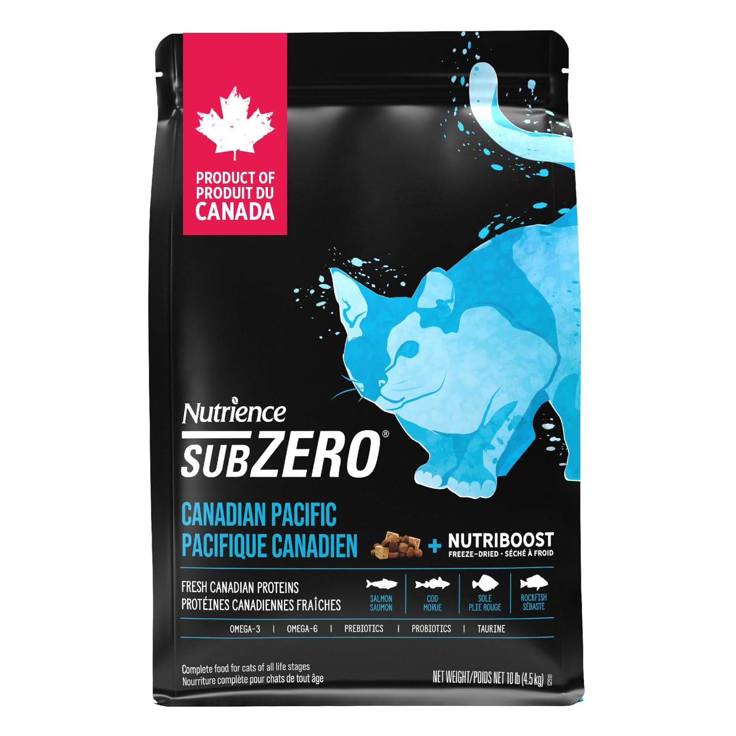 Nutrience Grain Free Subzero Cat Food Dry, 4.5 kg (10 lb), Canadian Pacific, High Protein, Dry Cat Food, Nourriture Pour Chat, Manger Pour Chat