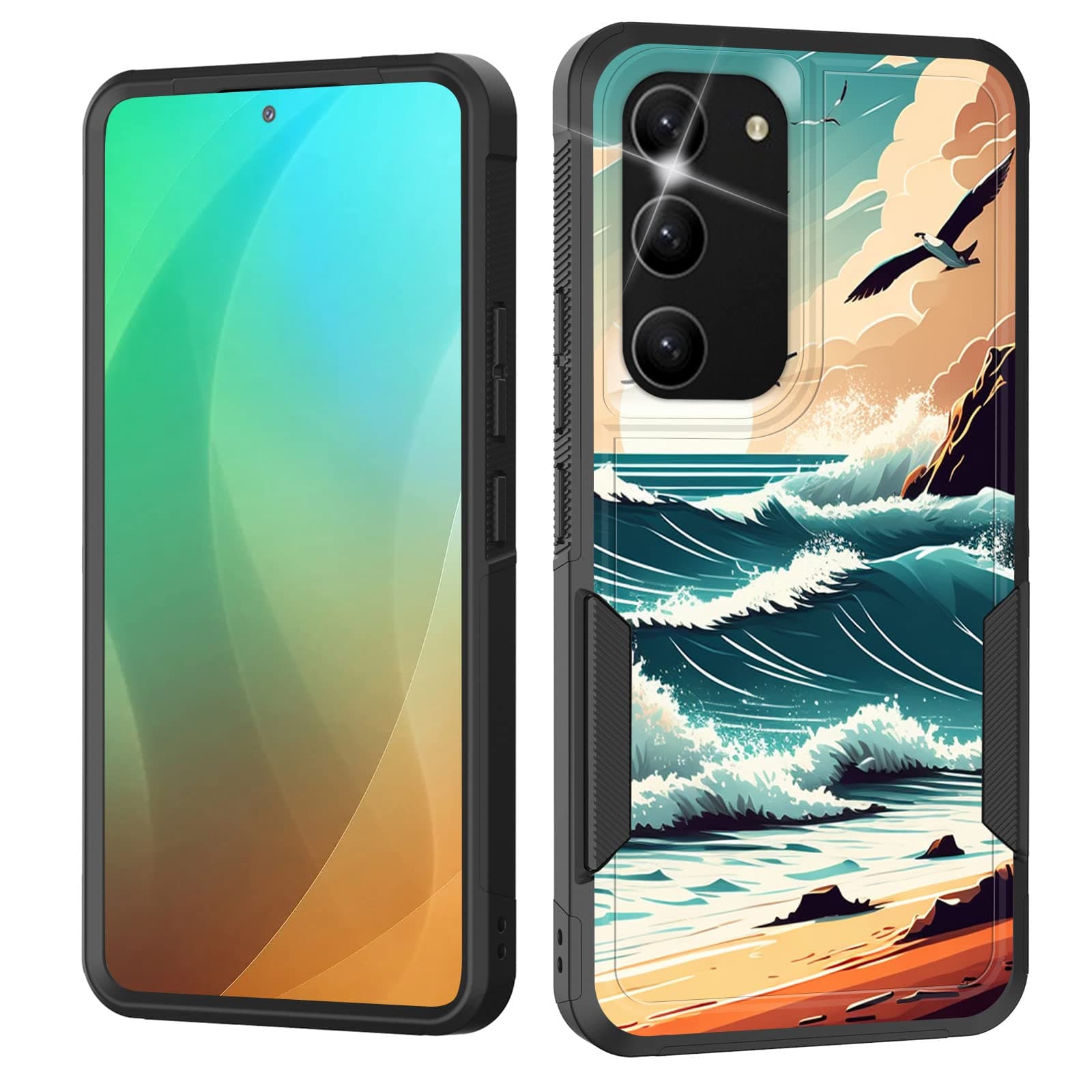 EFGWSDER for Galaxy S24 Case,Dual Layer Shockproof Heavy Duty Full Body Protection Tough Rugged Durable Protective Cell Phone Cover for Samsung Galaxy S24 5G 6.2" 2024,Sea Waves