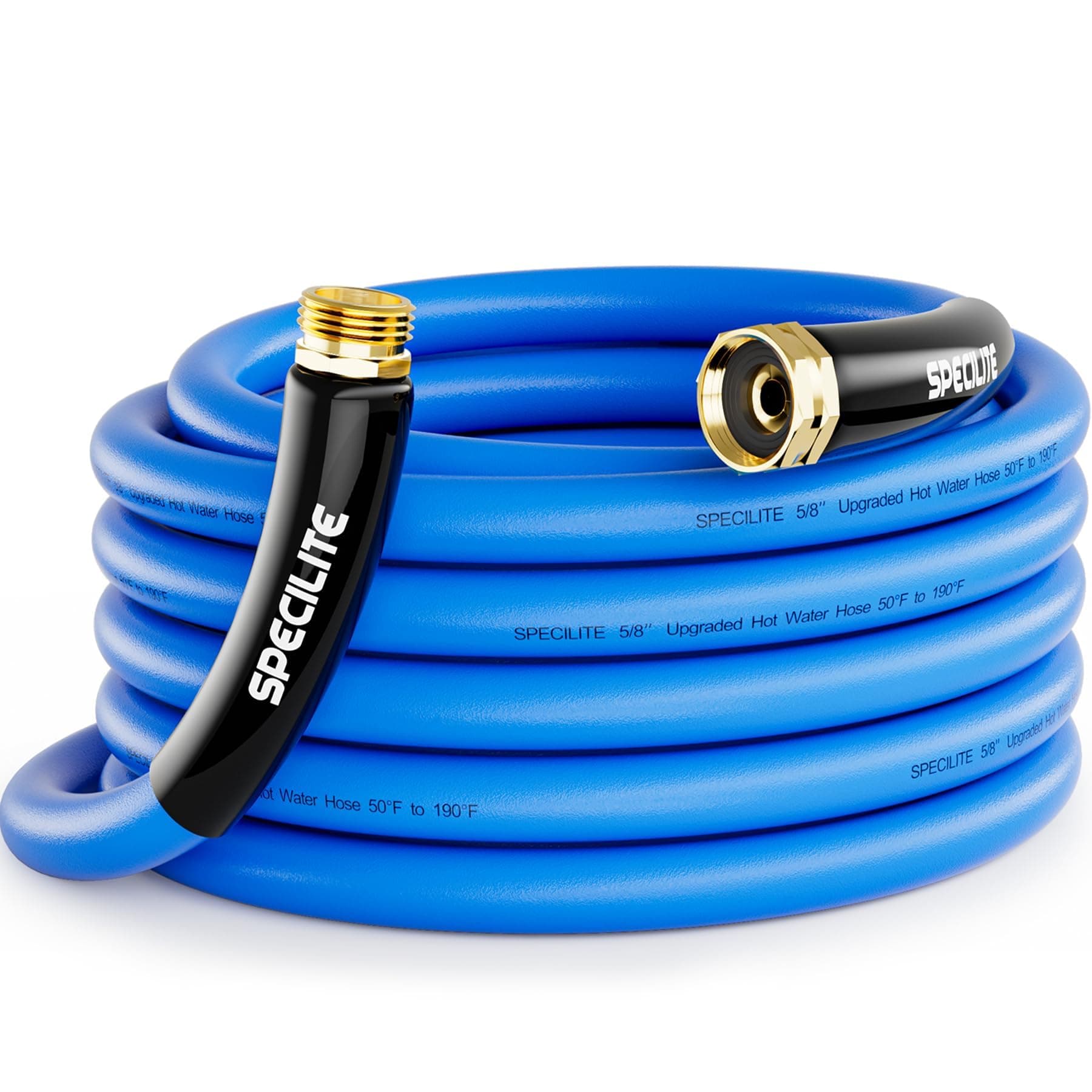 SPECILITE Hot/Cold Garden Hose 25ft 5/8 in Heavy Duty Rubber Hose, Blue