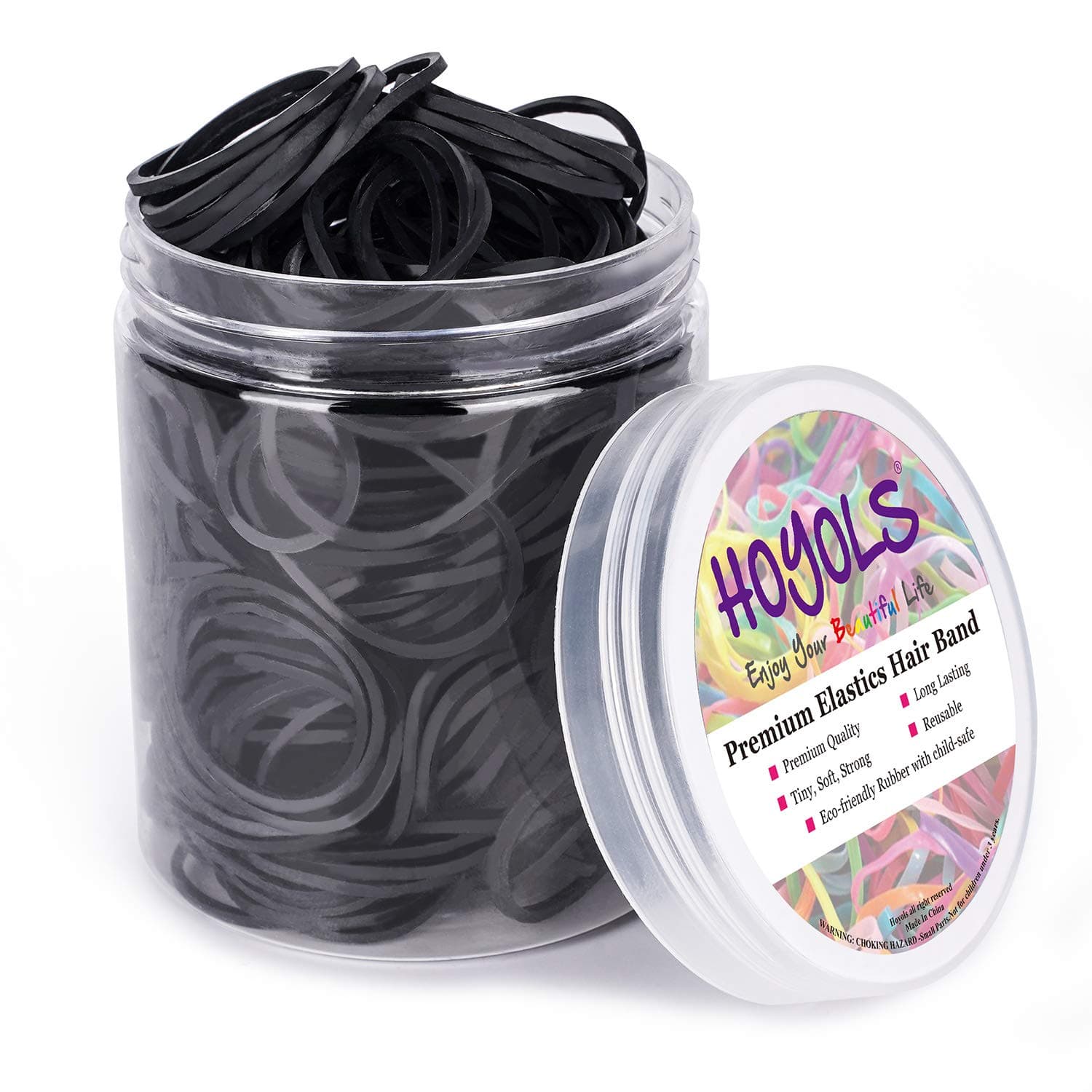 HOYOLS Large Rubber Bands for Hair, 1 1/4 Inches Black Hair Ties