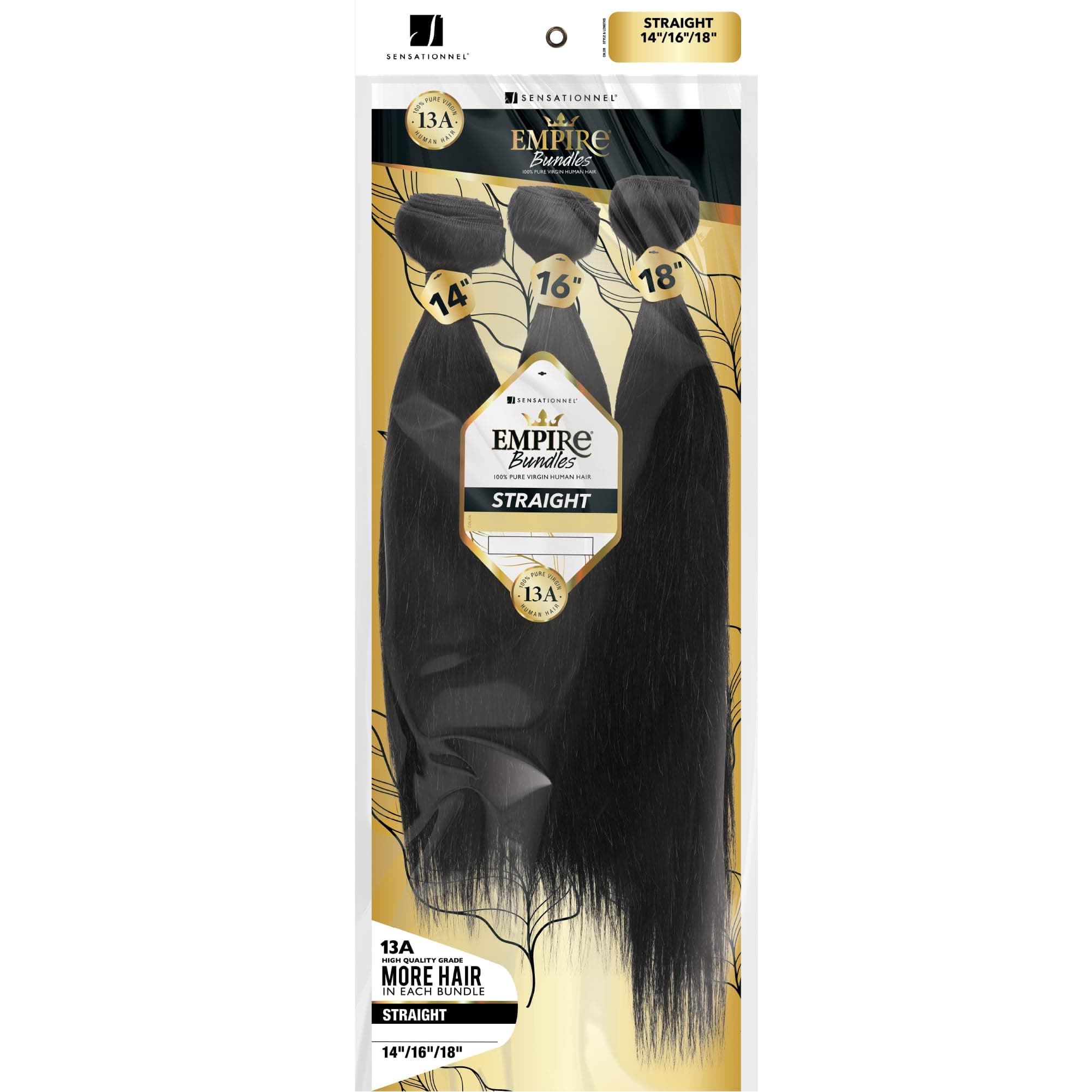 Sensationnel Empire bundle multi weavehair - straight 13a human hair straight style multi lengths - Empire bundles multi straight (12 14 16 inch, NATURAL/BLACK)