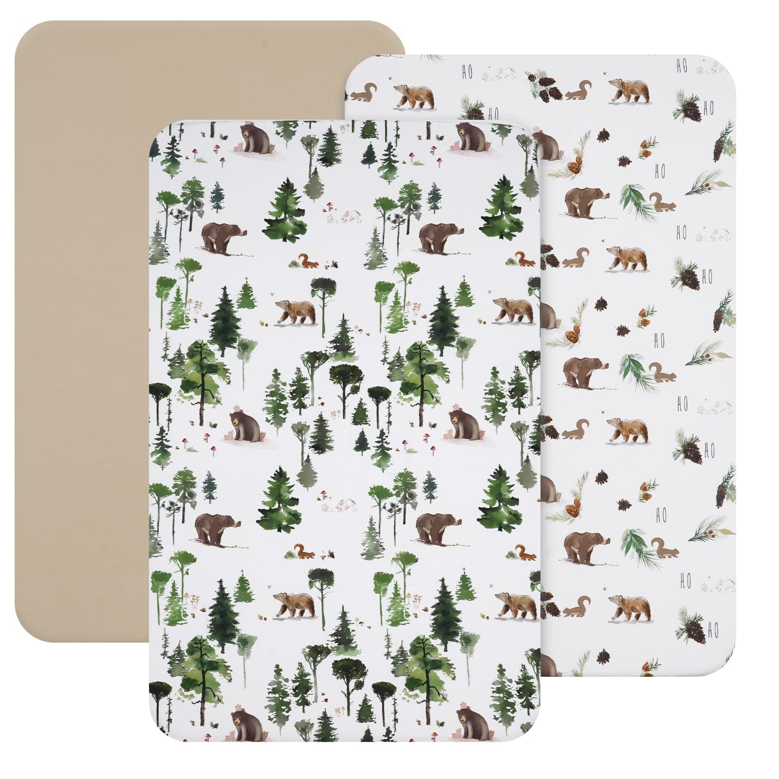 david's kids 3 Pack Mini Crib Sheets, Ultra Soft Comfy Pack N Play Sheets for Boys Girls Neutral,Universal Fit for Pack N Play, Playard and Mini Crib Mattresses, Forest Animals