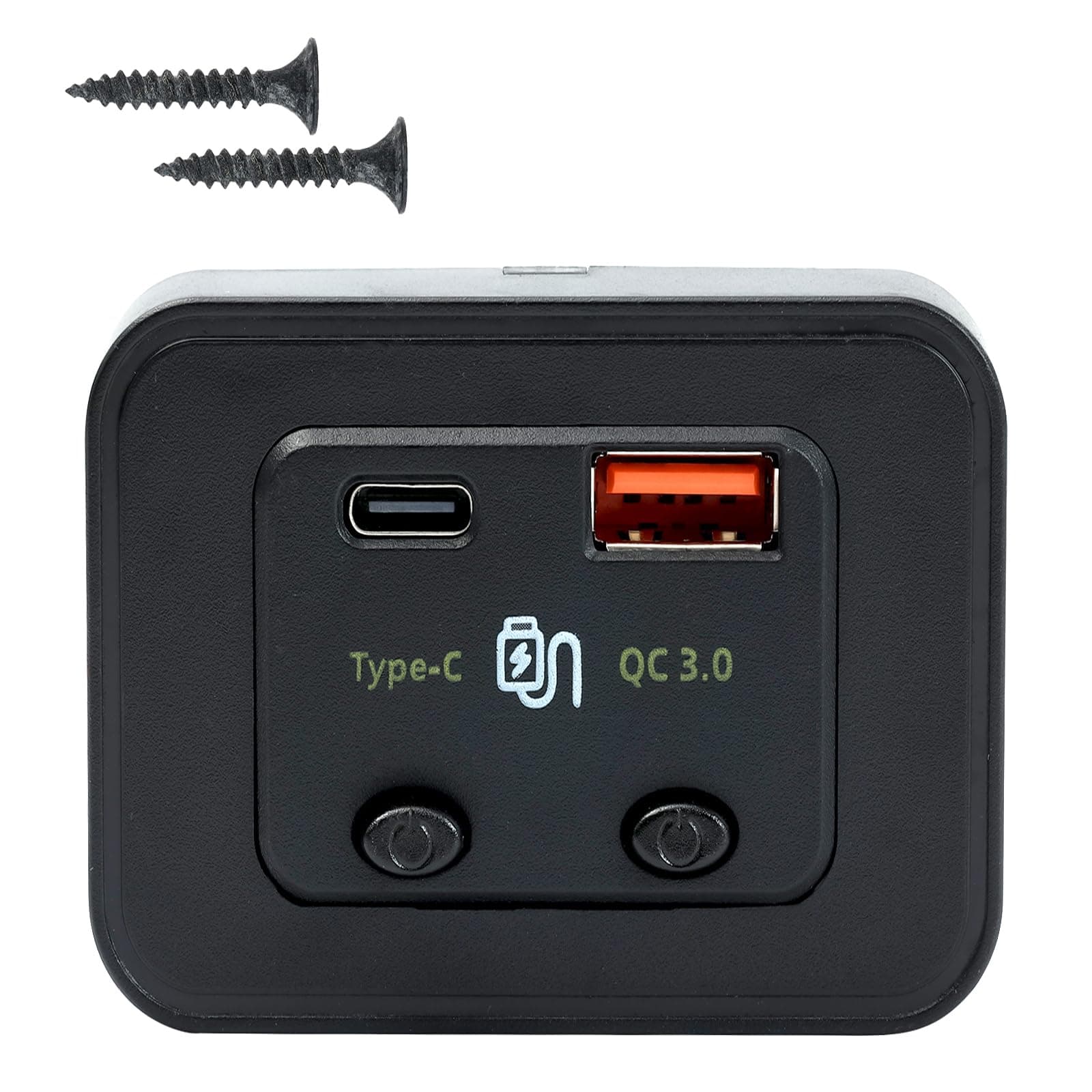 New 48W Double Switch Fast Charge QC3.0+Type C Dual USB Ports 12V USB Outlet Car Phone Charger Socket LED Light Panel Adapter for RV Marine Boat Motorcycles Caravans Home Camper Bus 12V/24V