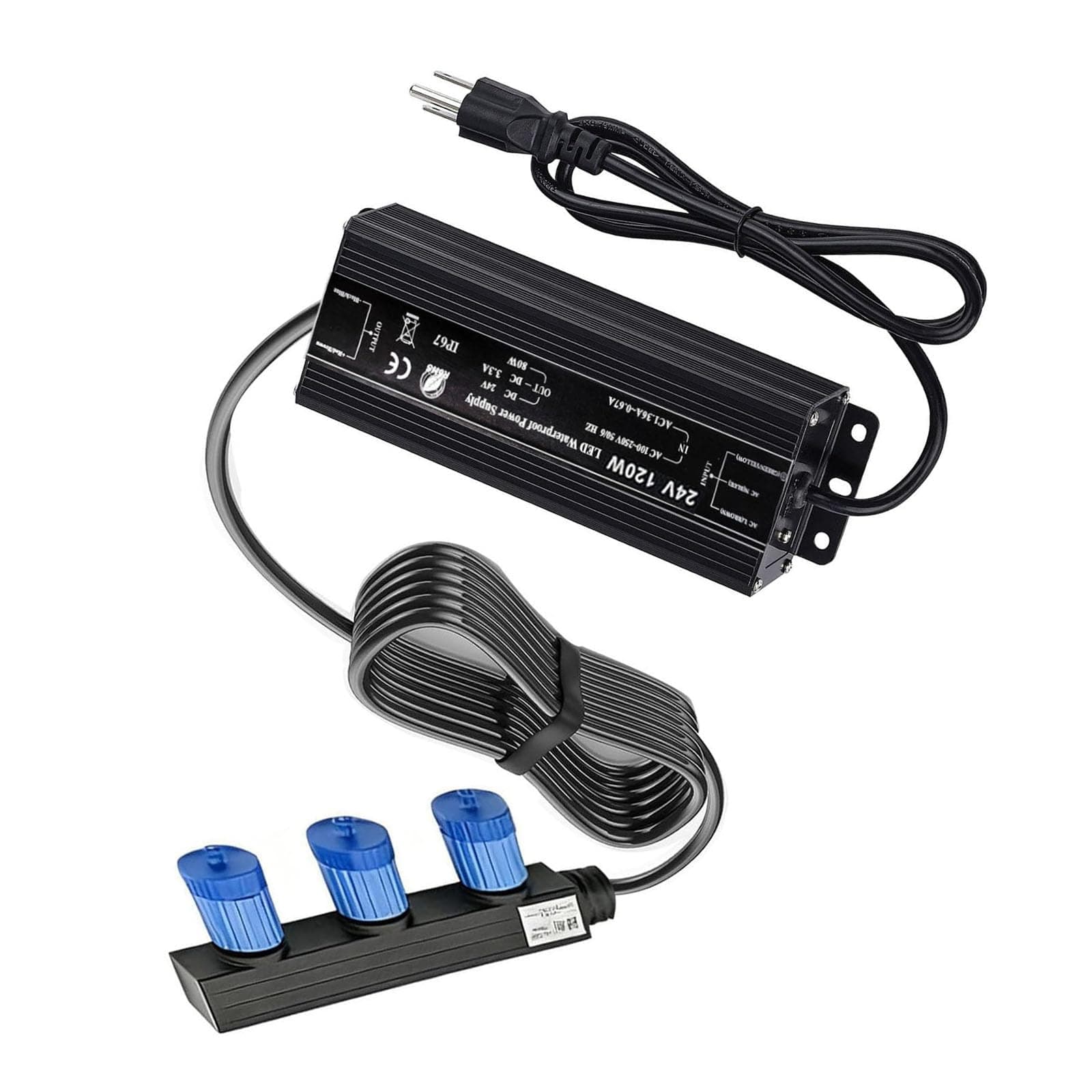 UPMMUD Weatherproof Power Supply Suitable Compatible with Philips Hue Outdoor Lighting,120W 24V、 3-Head Output Power Adapter for Lily Spot, Lily XL, Calla Pathway